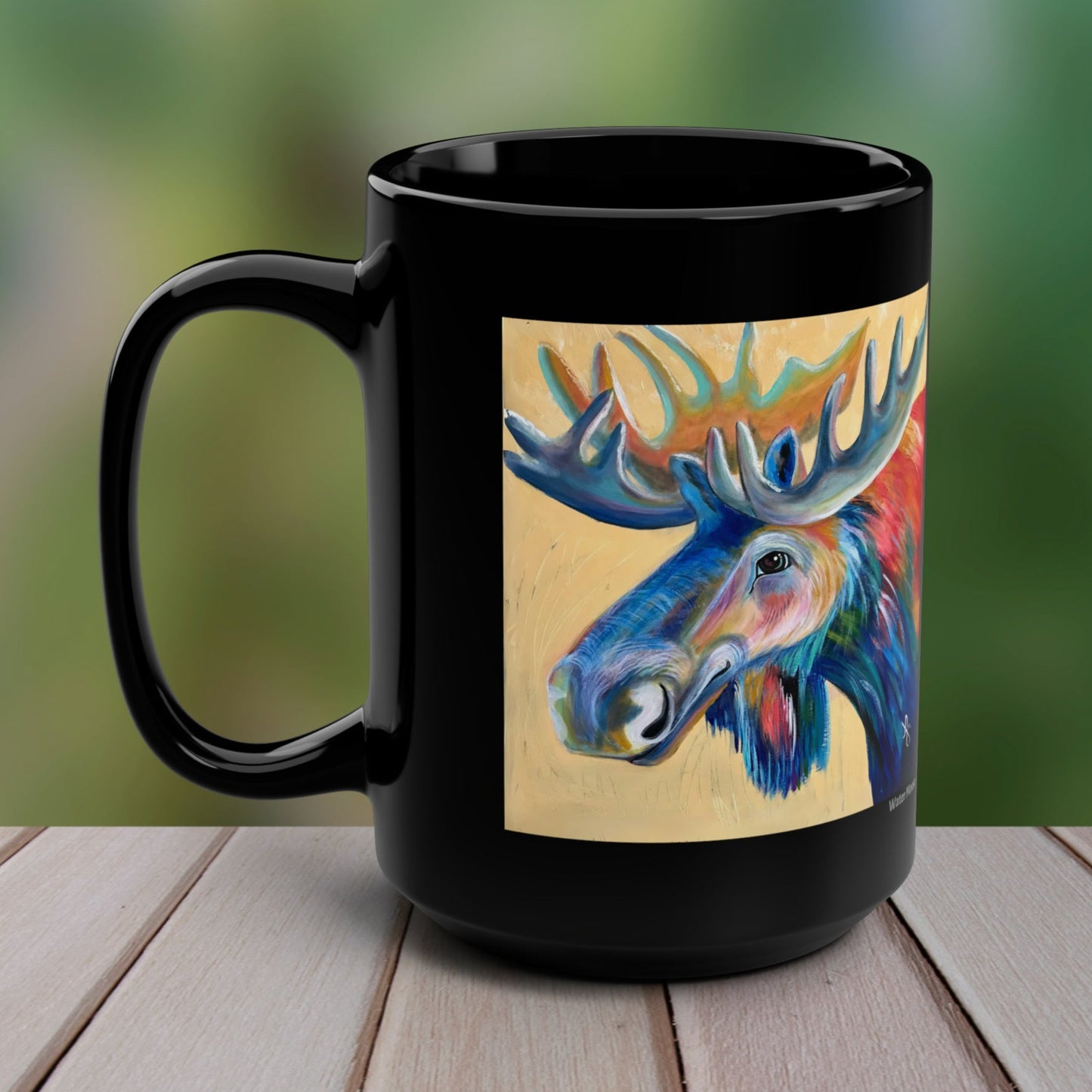 Moose Mug - 15oz Glossy Ceramic - Water Moose from Mama Mosaic Artworks