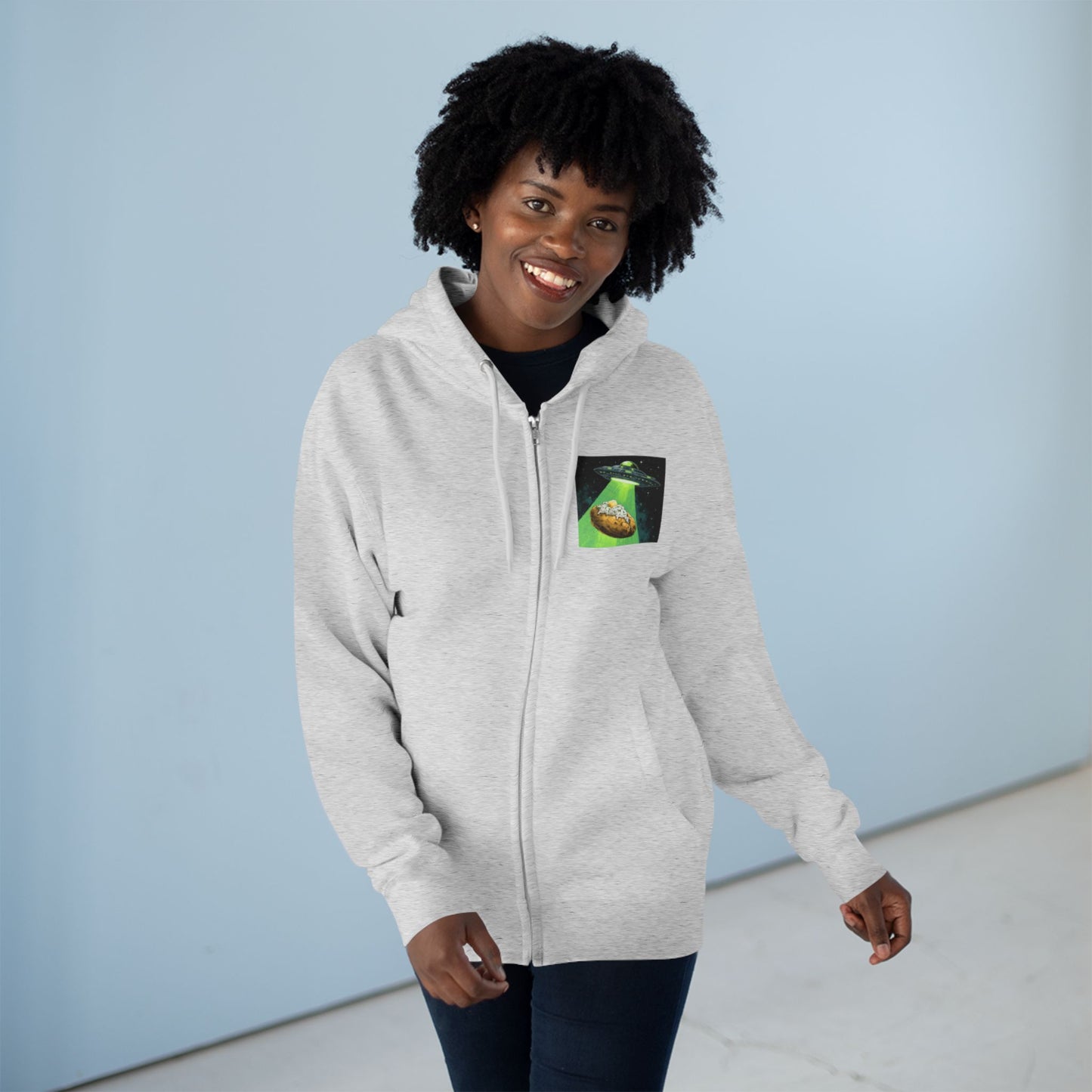 Alien Idaho Beam Up Potato Zip Hoodie, Unisex