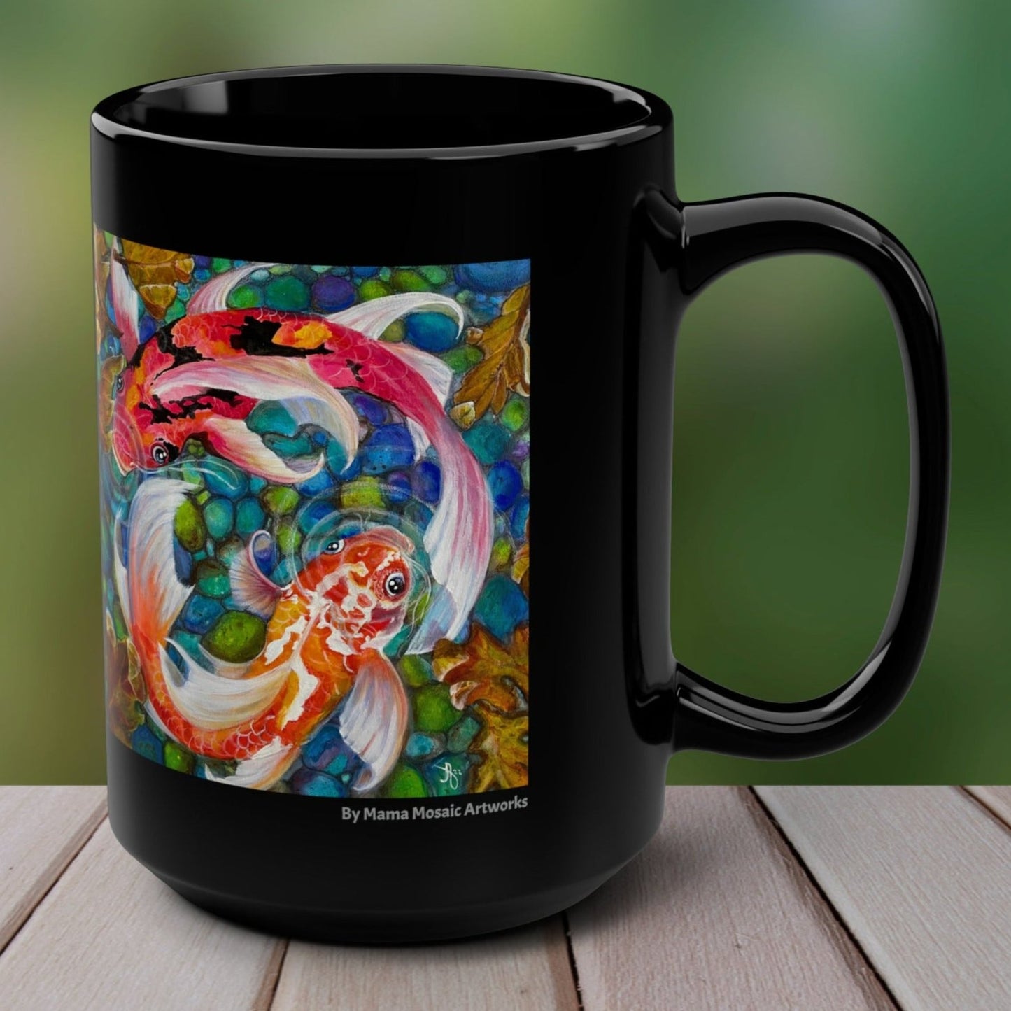 Koi Mug - 15oz Glossy Ceramic - Koi Pond from Mama Mosaic Artworks