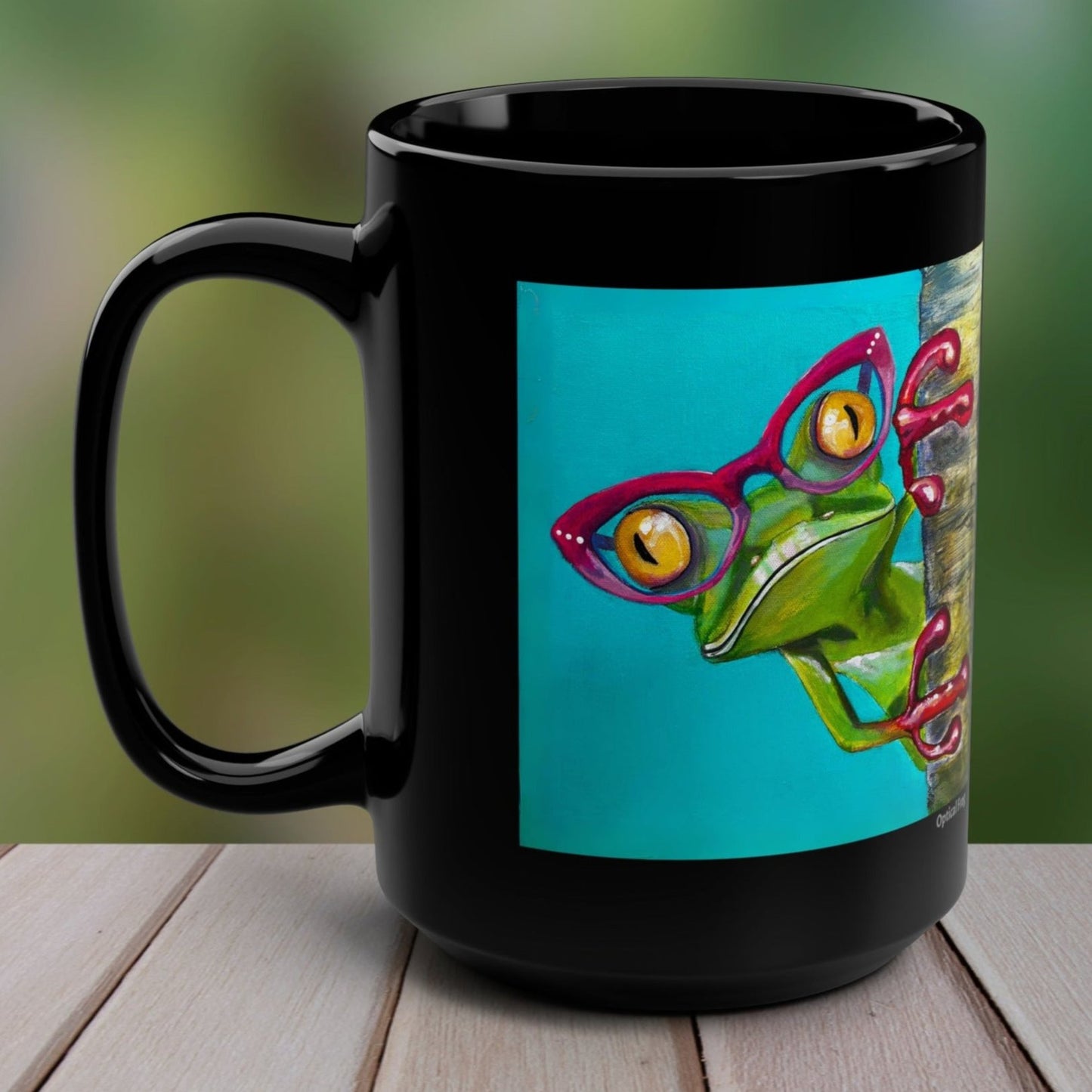 Frog Mug - 15oz Glossy Ceramic - Read More Optical Frog from Mama Mosaic Artworks