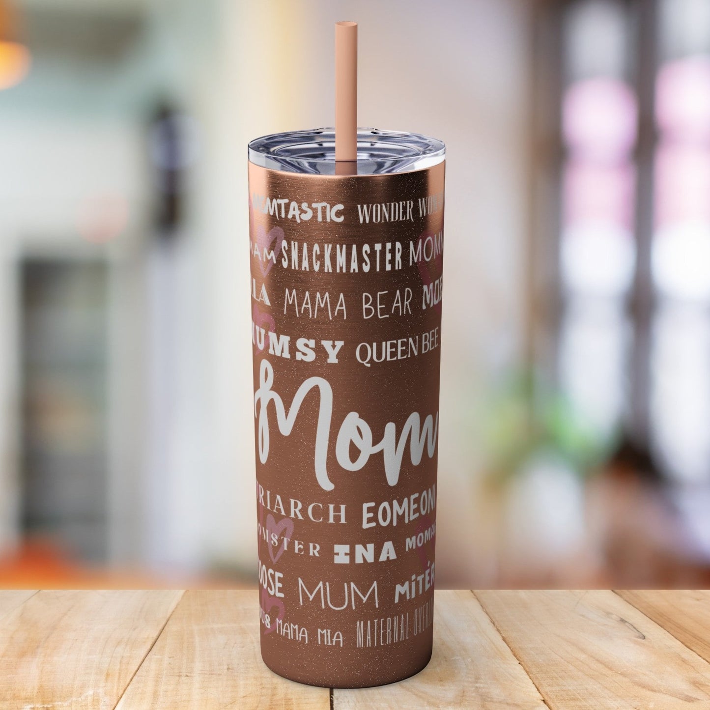 Mom Nicknames - 20oz Skinny Tumbler with Matching Straw