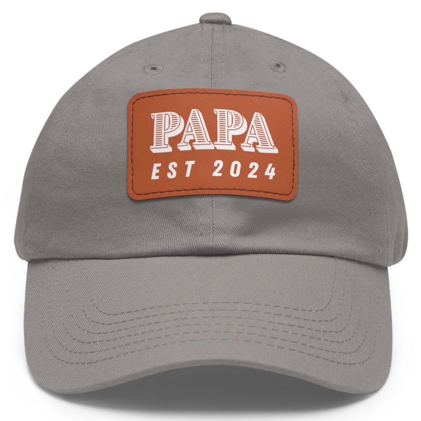 Papa Est 2024 Ball Cap with Faux Leather Patch - Adjustable