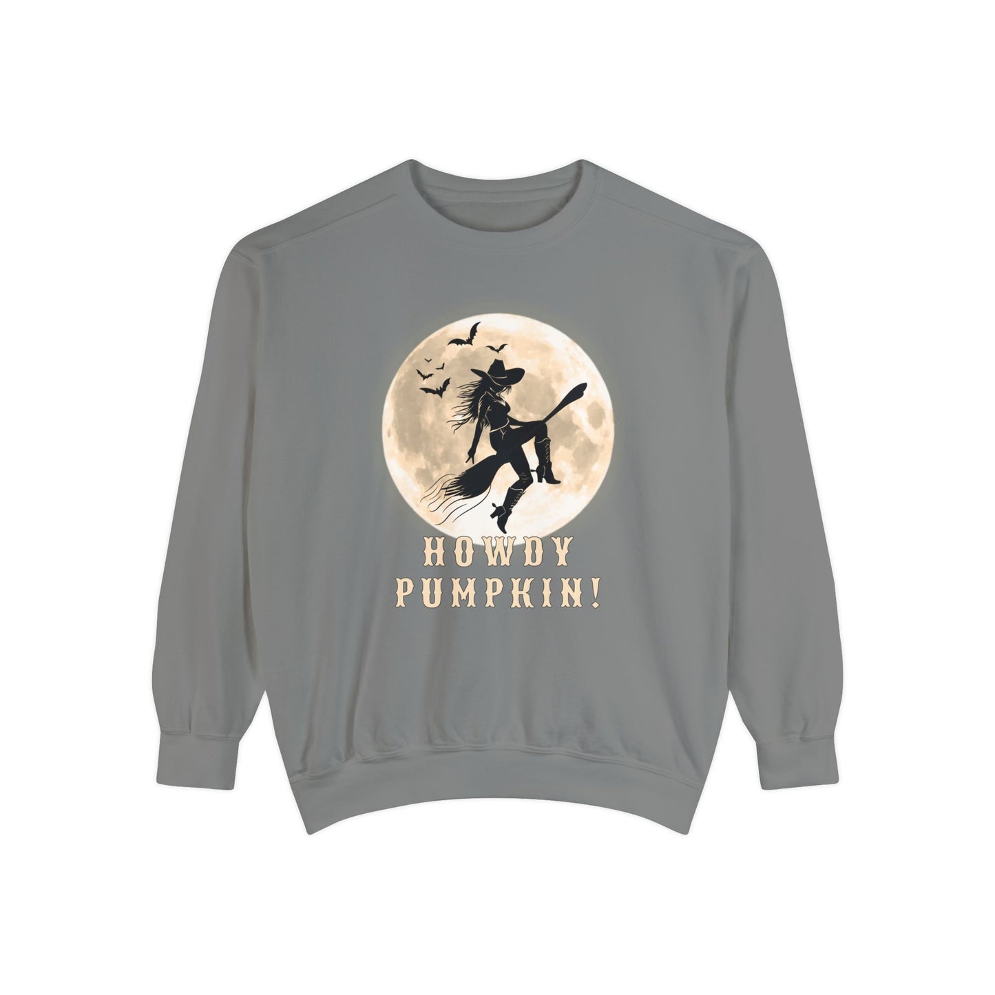 Cowgirl Halloween Sweatshirt - Howdy Pumpkin Sweater -  Fall Vibes - Country Halloween - Witch Broomstick Moon - Comfort Colors Unisex Crew