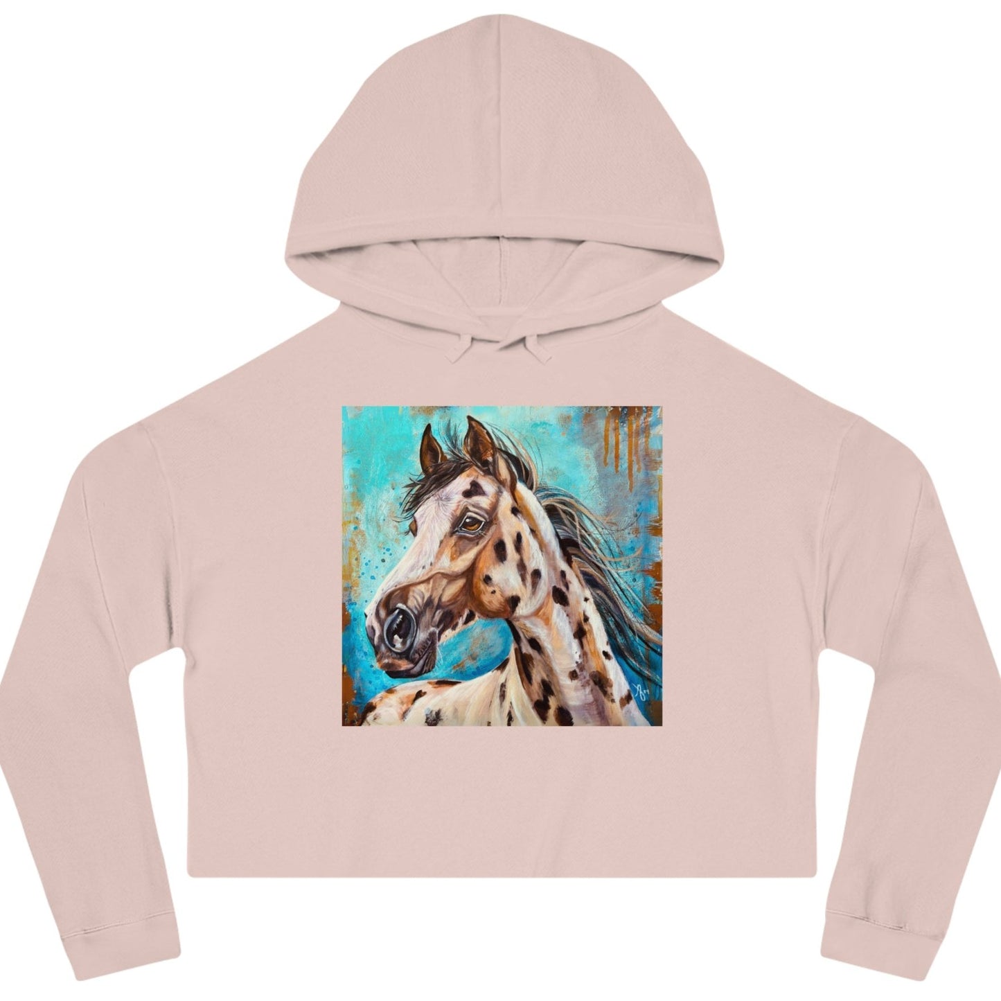 Appaloosa Cropped Hooded Sweatshirt - Gypsy From Mama Mosaic Artworks