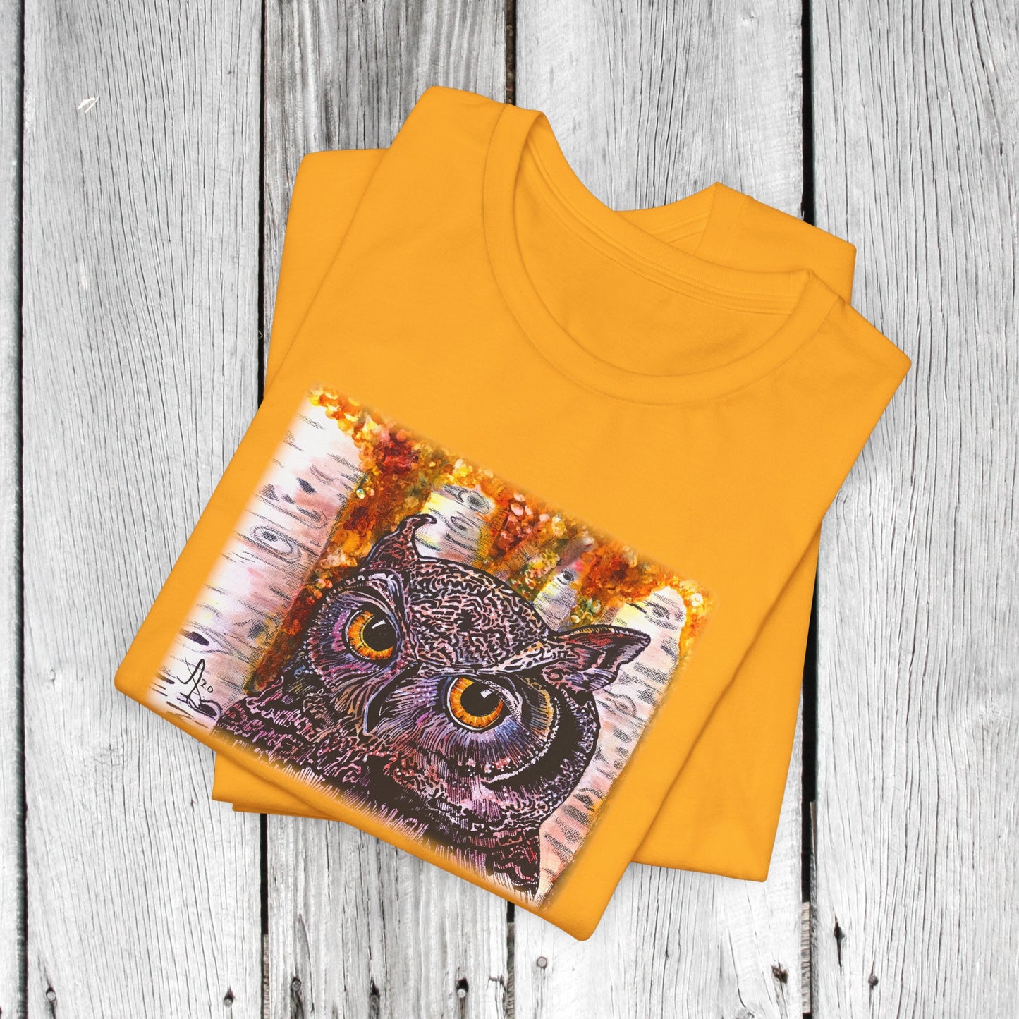 Horned Owl Unisex TShirt - Portrait of an Owl from Mama Mosaic Artworks