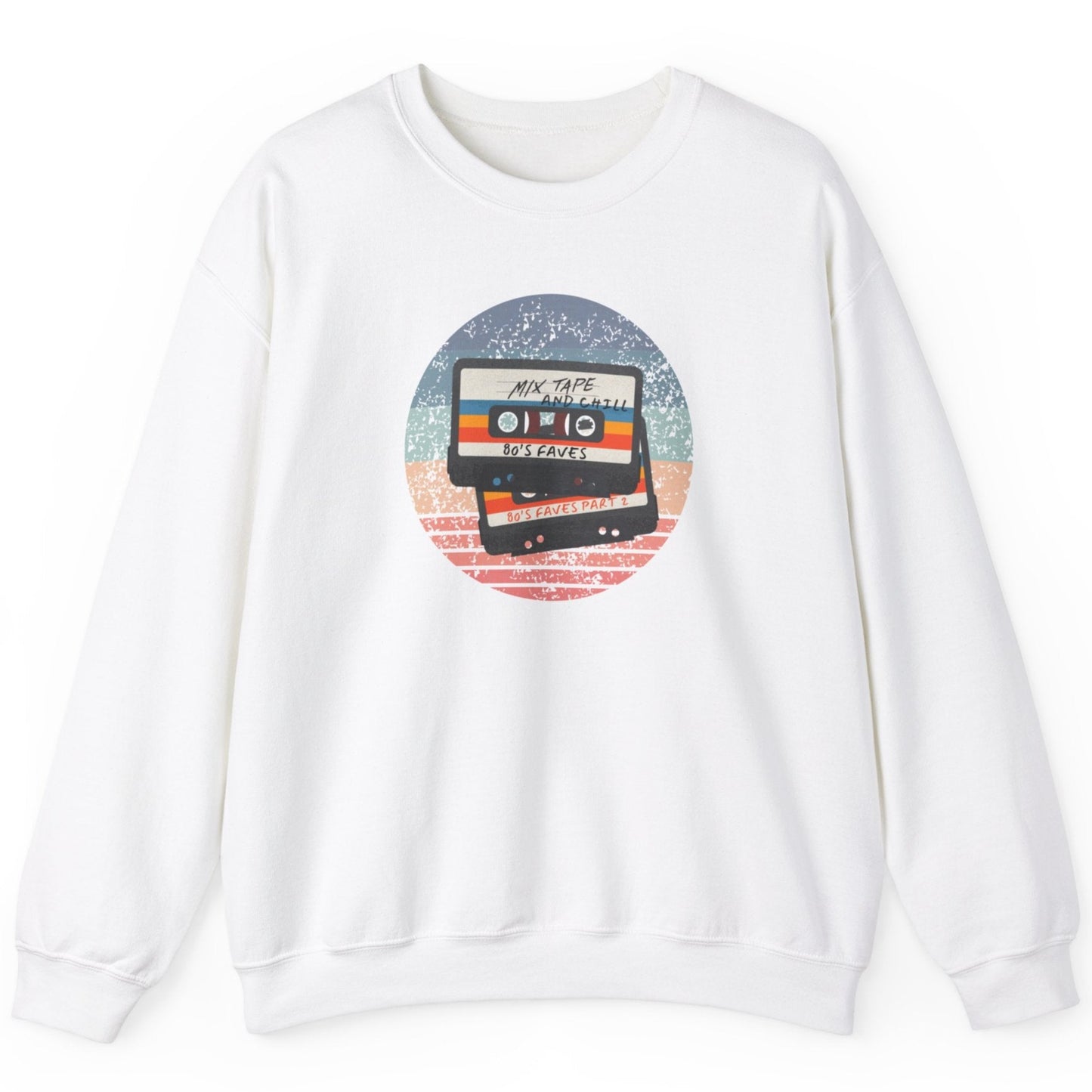 Sweatshirt - 80s Retro Mix Tape and Chill Unisex Crewneck