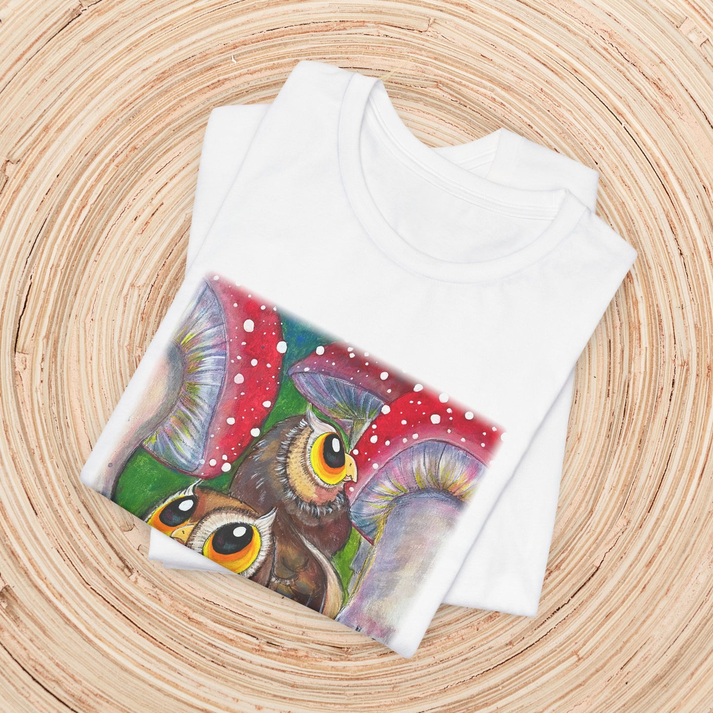 Owls and Shrooms Unisex TShirt - Lost in Shroomtasia from Mama Mosaic Artworks