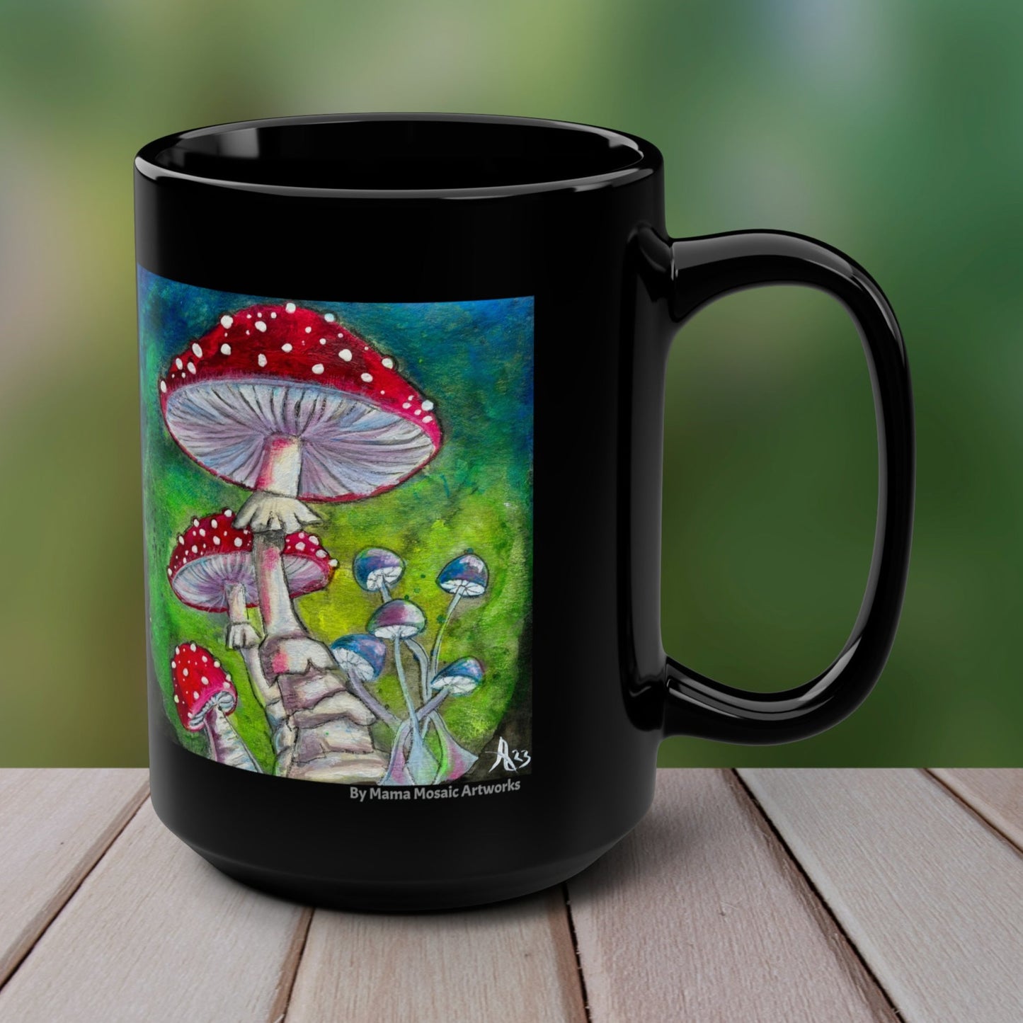 Shrooms Mug - 15oz Glossy Ceramic - Shroomtasia from Mama Mosaic Artworks