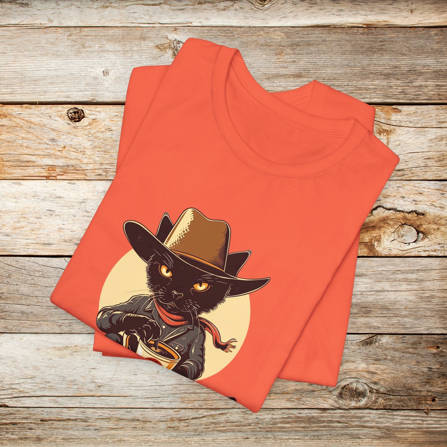 Cowboy Cat TShirt - Hombre Gato Black Cat Unisex Crew