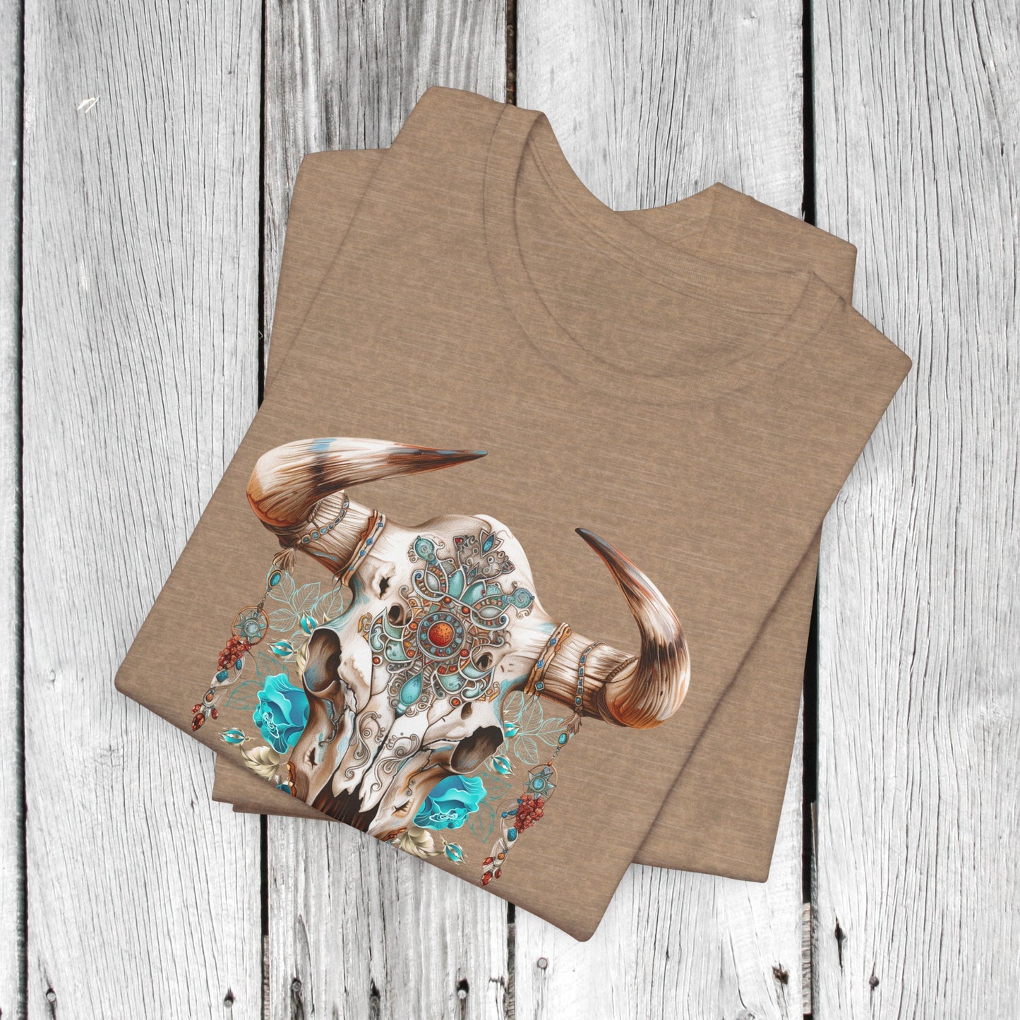 Western Bull Skull with Inlaid Turquoise Unisex TShirt