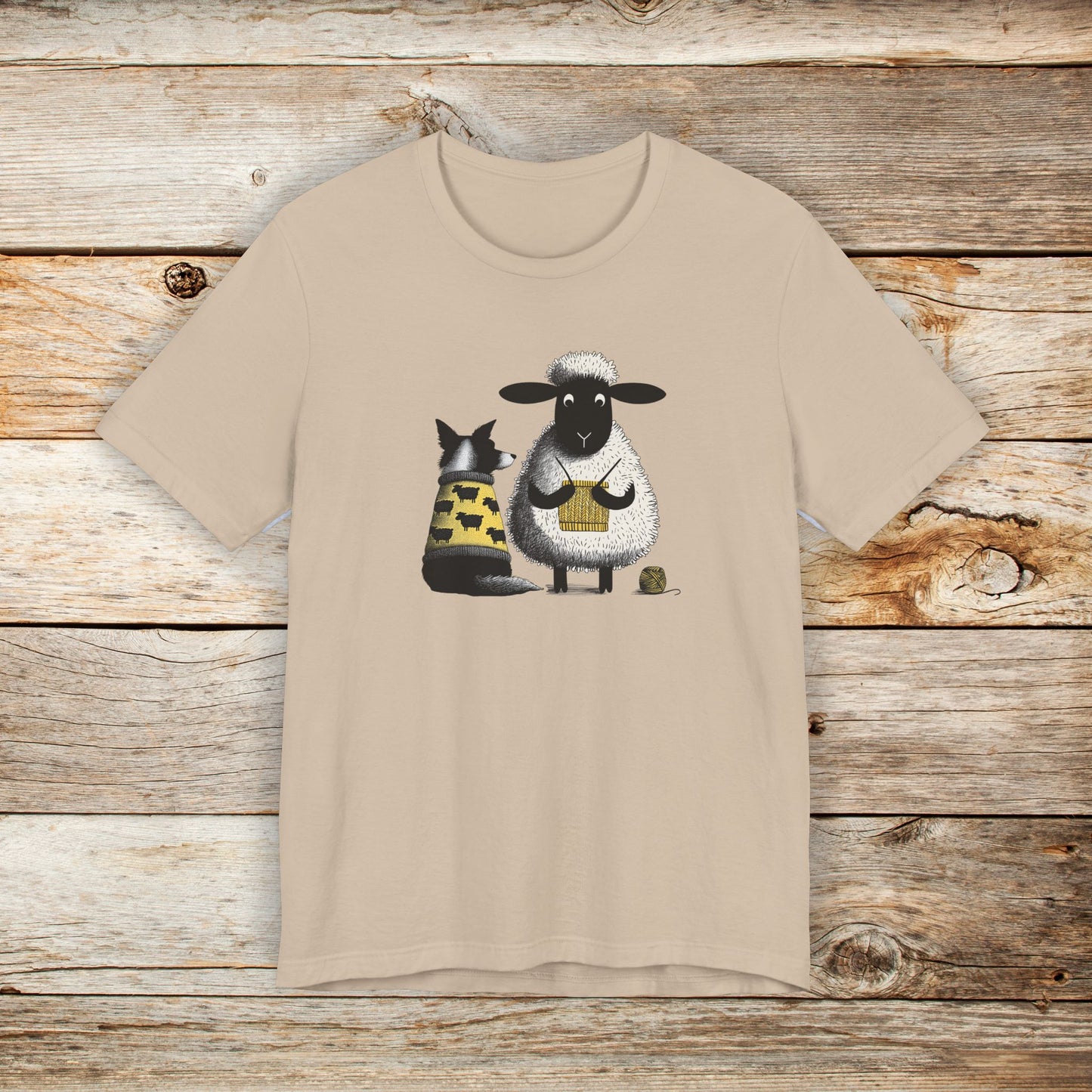Border Collie and Sheep Friends Shirt: Sheep Knitting Hobby, Unisex Crew Tee