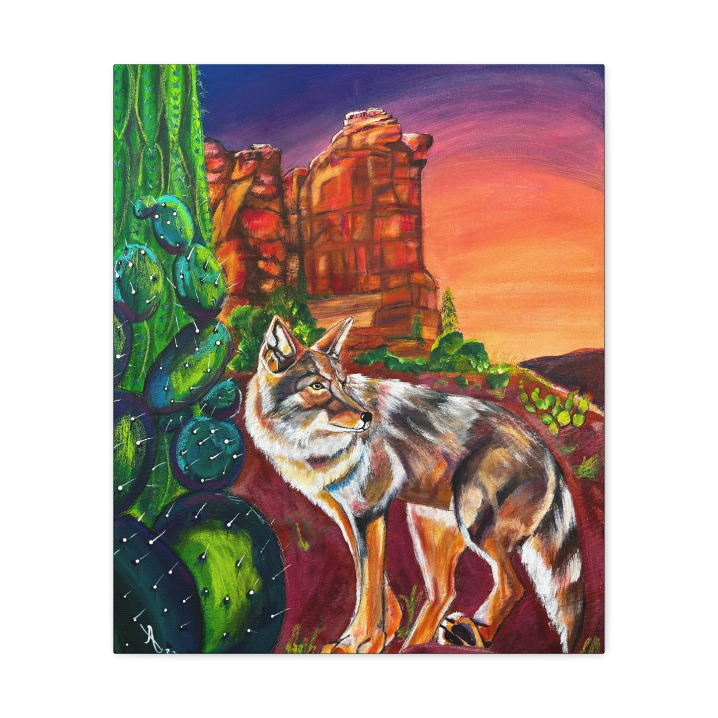 Fine Art Canvas - Coyote at Coffee Pot Rock from Mama Mosaic Artworks