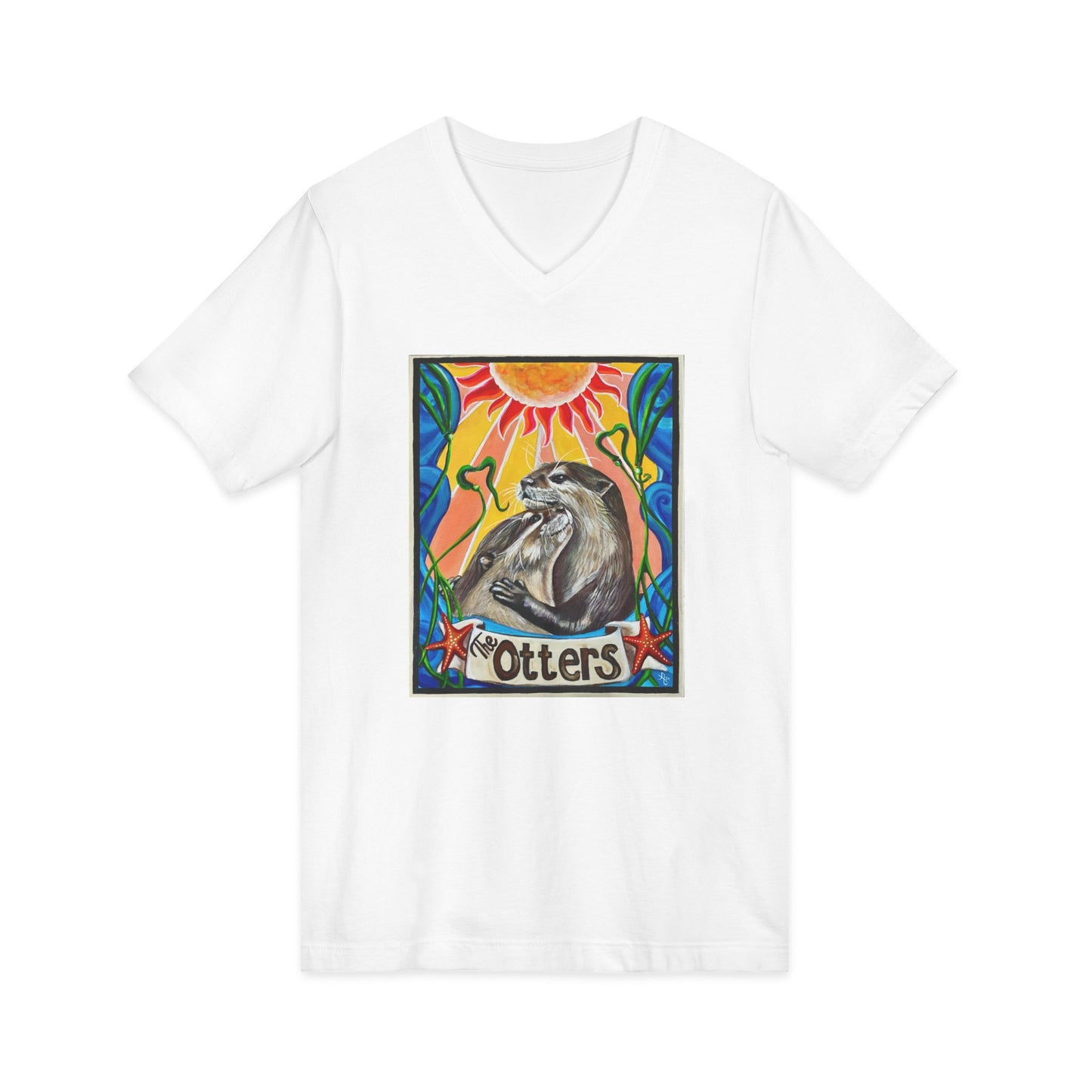 Otter Love V-Neck Tee | Unisex Short Sleeve Shirt, Animal Lover Gift, Nature Tee, Cute Otter Shirt