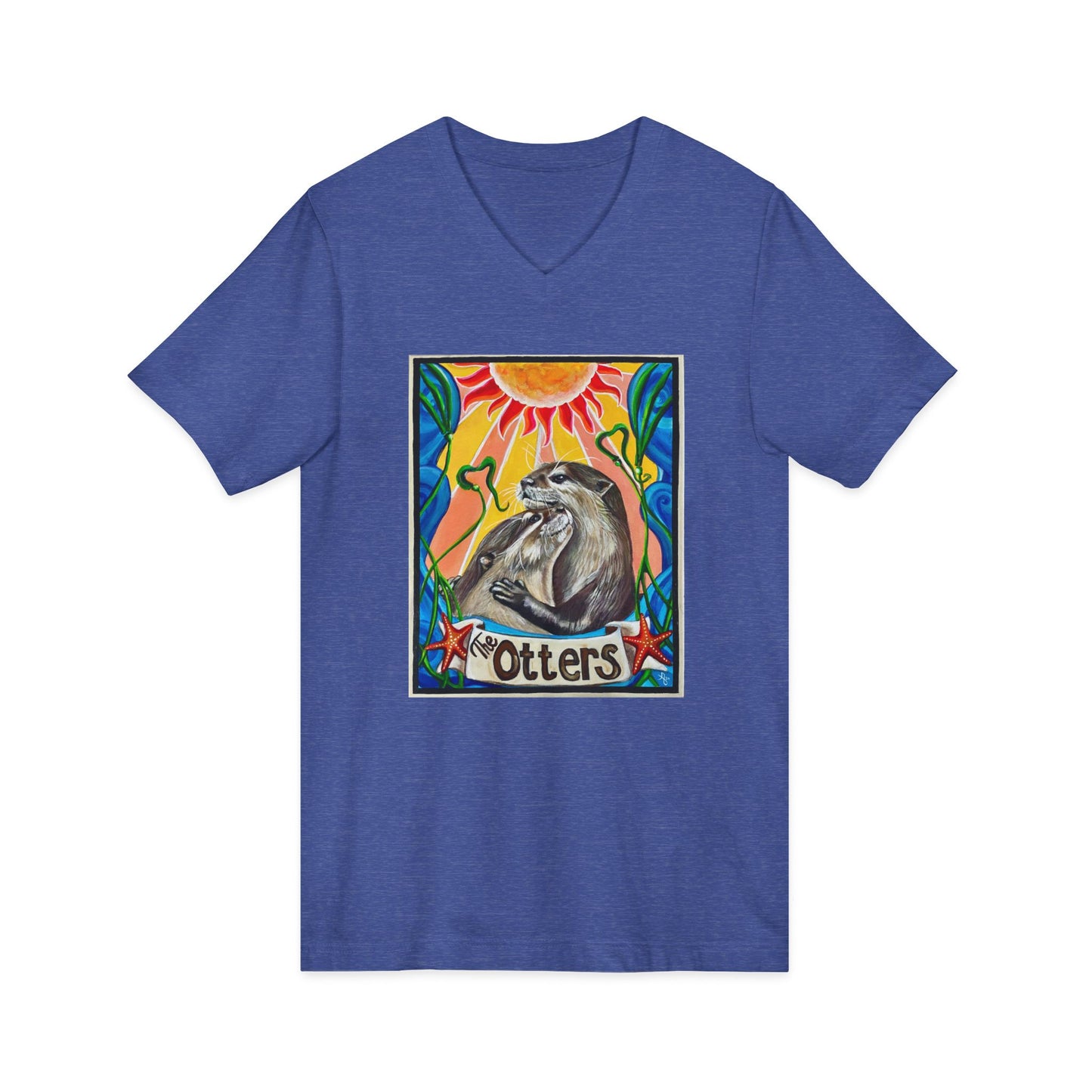 Otter Love V-Neck Tee | Unisex Short Sleeve Shirt, Animal Lover Gift, Nature Tee, Cute Otter Shirt