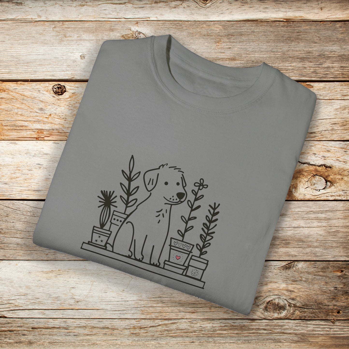 Dog and Plant Lover TShirt - Dogs Heart Plants Comfort Colors Unisex Crew