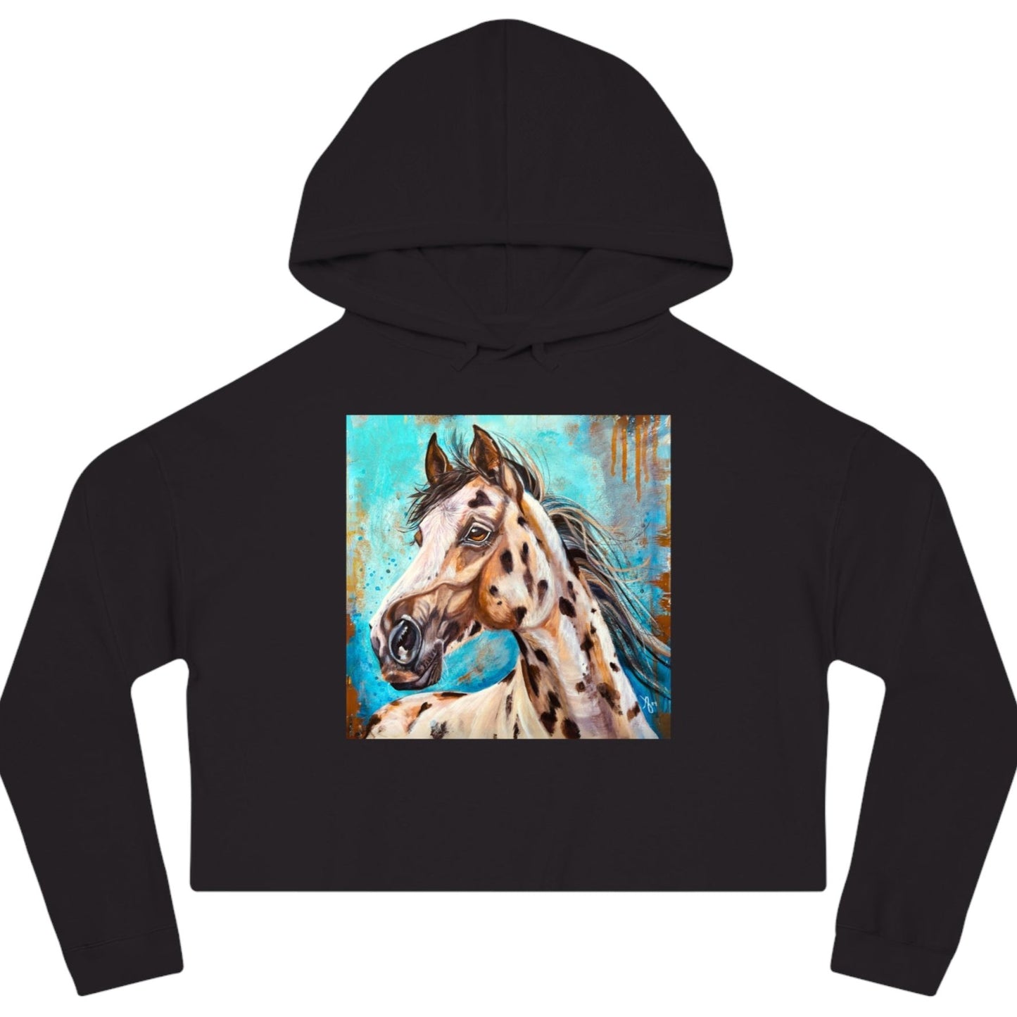 Appaloosa Cropped Hooded Sweatshirt - Gypsy From Mama Mosaic Artworks