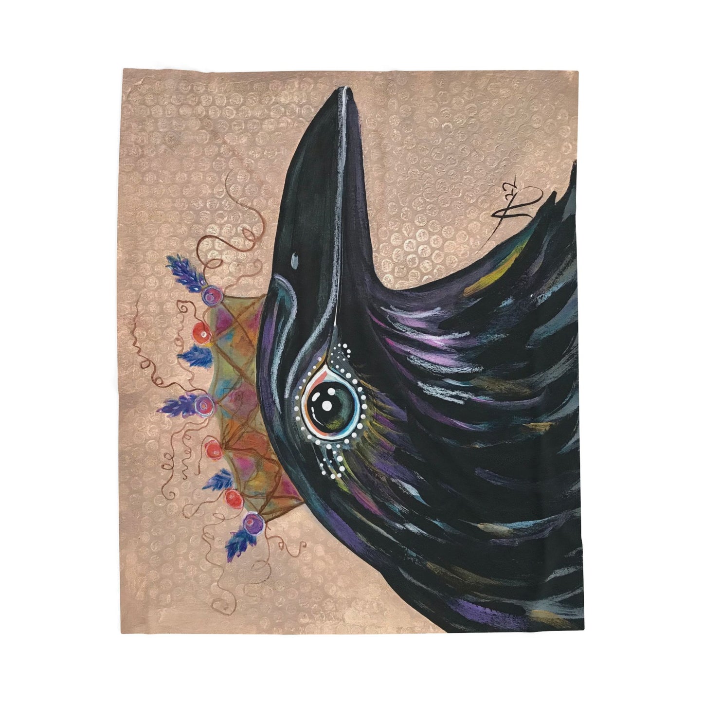 Queen Crow Blanket - Velveteen Plush Blanket - from Mama Mosaic Artworks