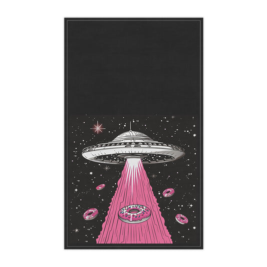 Alien Tea Towel - Spaceships and Donuts Cotton Towel