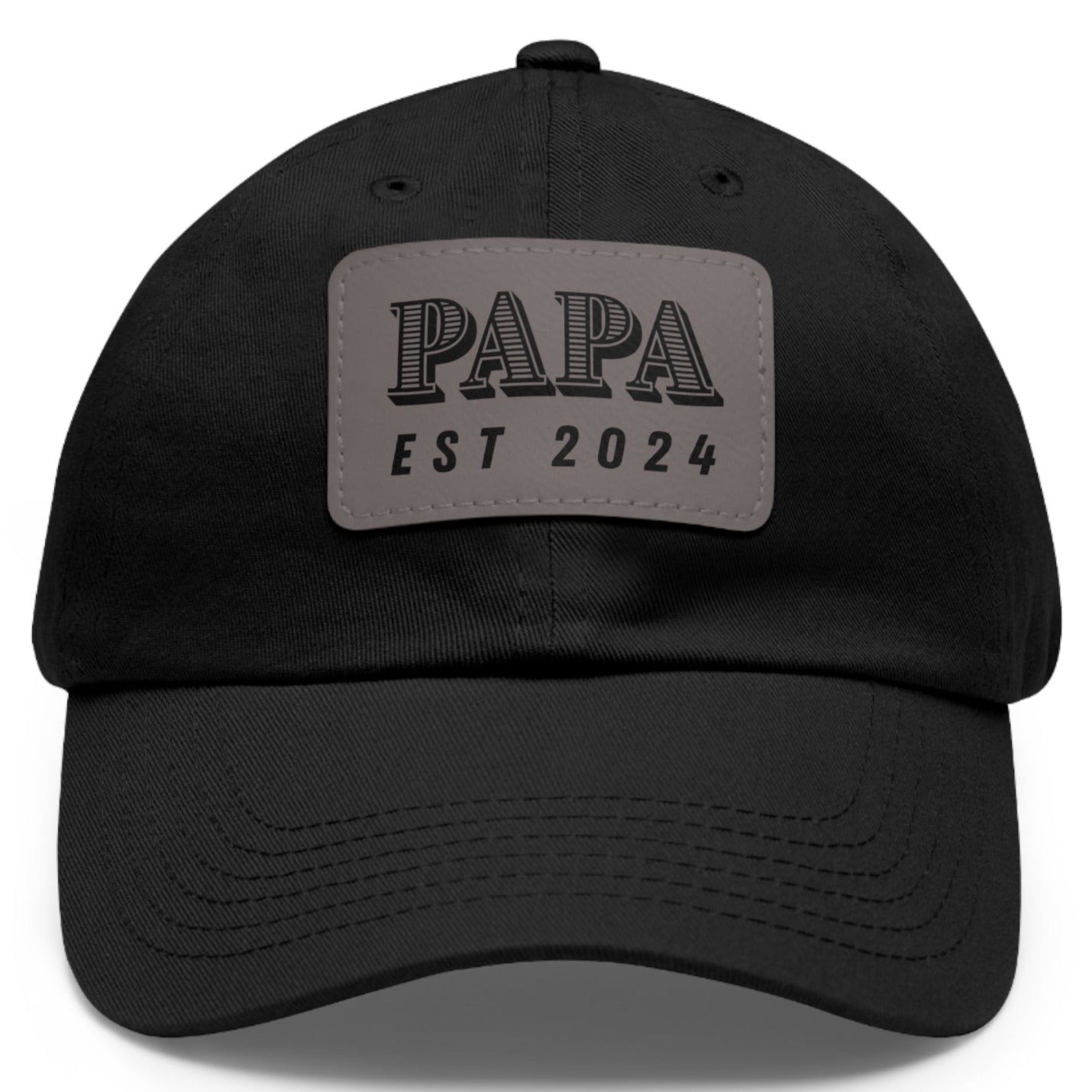 Papa Est 2024 Ball Cap with Faux Leather Patch - Adjustable