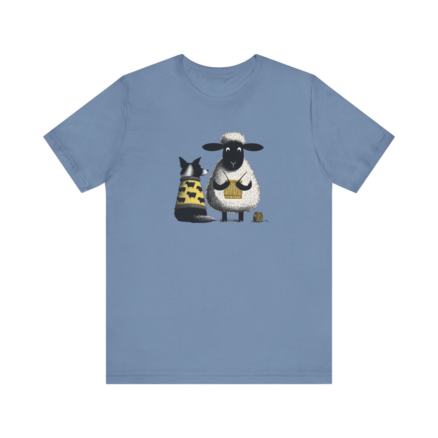 Border Collie and Sheep Friends Shirt: Sheep Knitting Hobby, Unisex Crew Tee