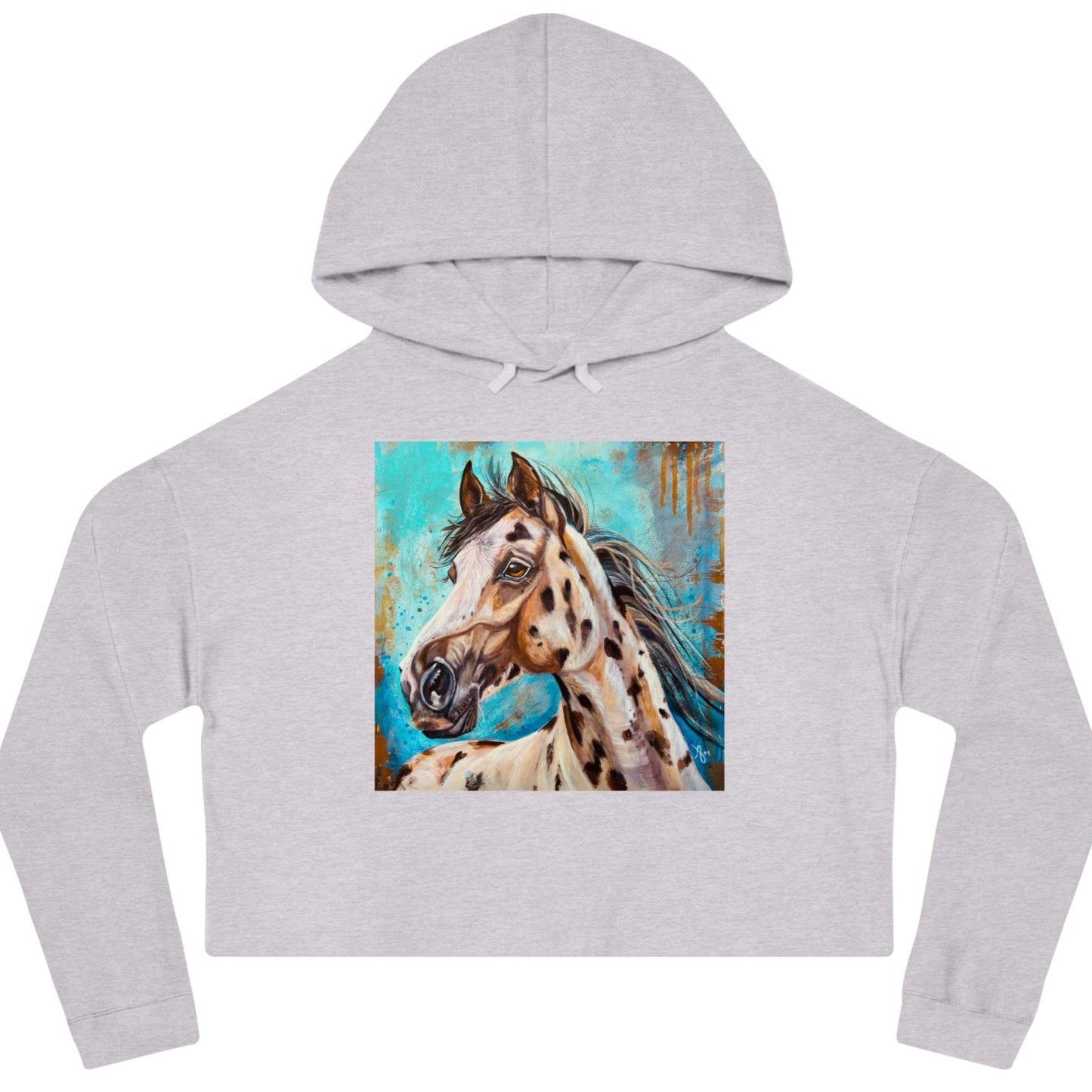 Appaloosa Cropped Hooded Sweatshirt - Gypsy From Mama Mosaic Artworks