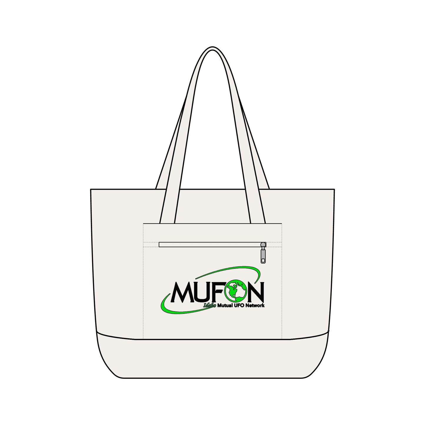 MUFON Idaho Logo Zippered Canvas Tote