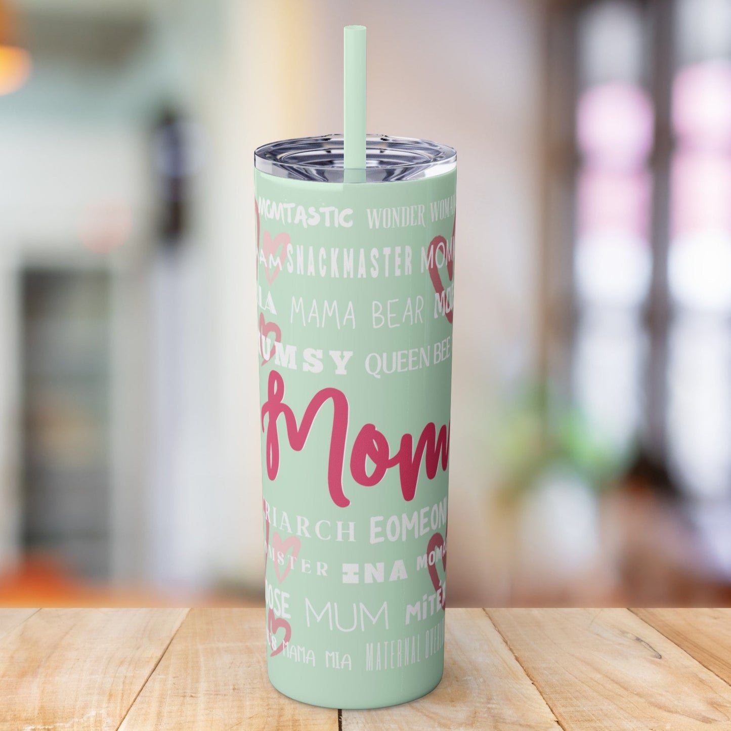 Mom Nicknames - 20oz Skinny Tumbler with Matching Straw