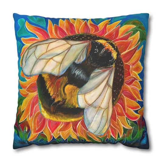 Bee Throw Pillow Cover - Faux Suede - 2 Sizes - Bees Spread Love from Mama Mosaic Artworks