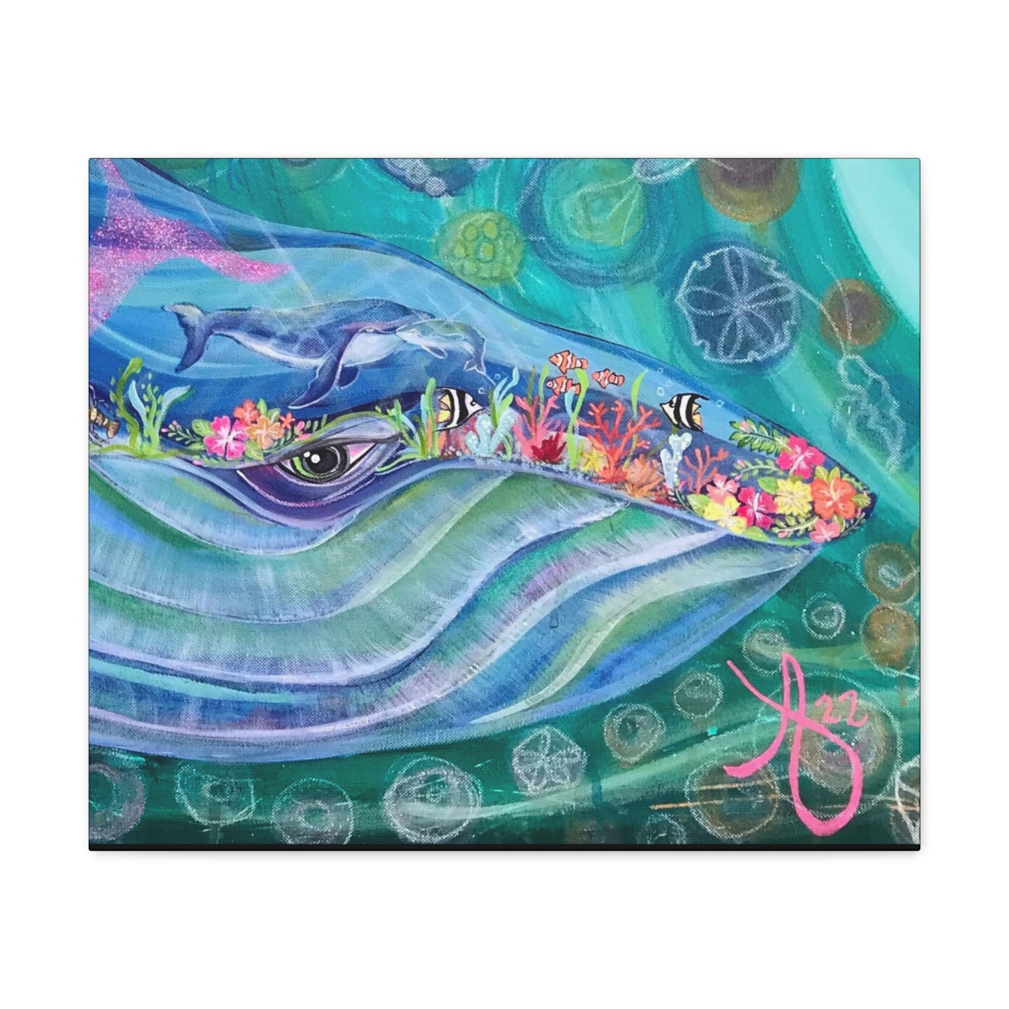 Fine Art Canvas - Mama and Baby Blue Whale from Mama Mosaic Artworks