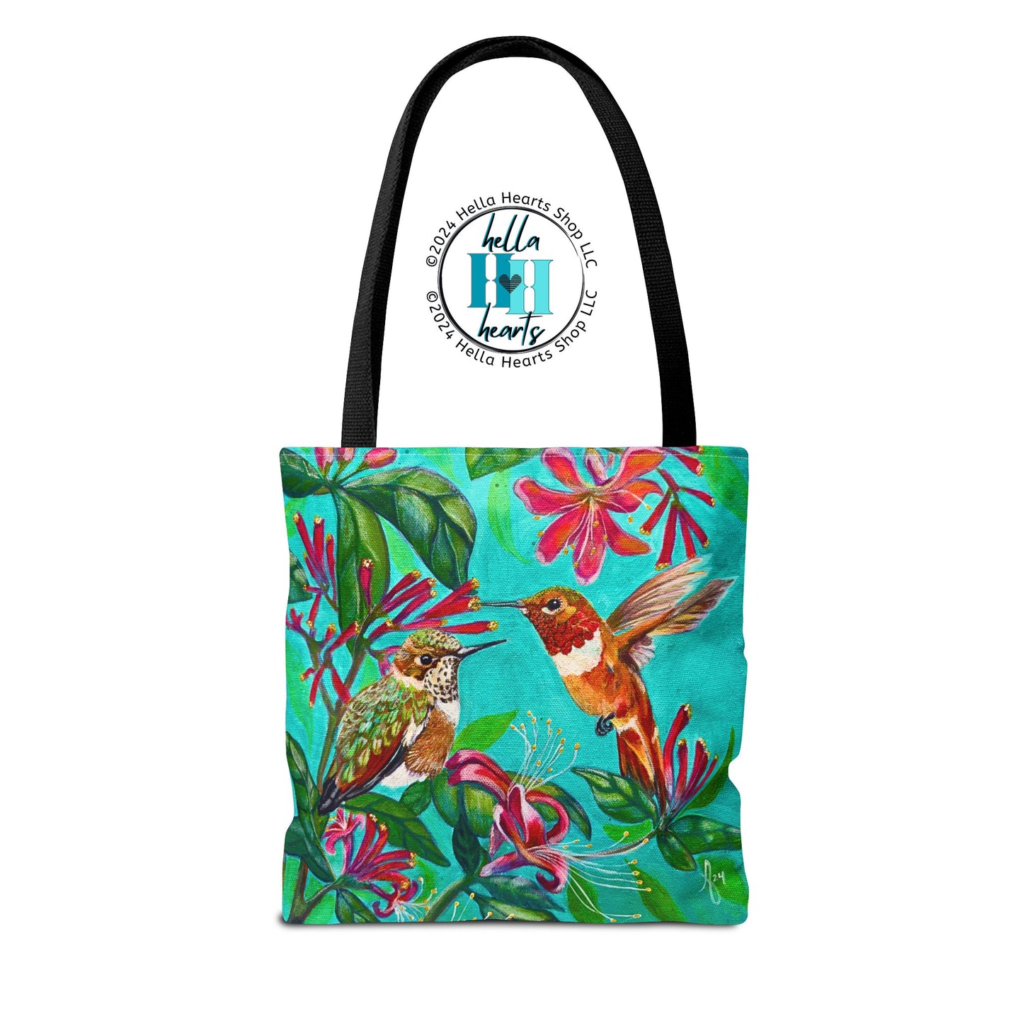 Hummingbird Tote Bag - Original Art, Rufous Hummingbirds from Mama Mosaic Artworks