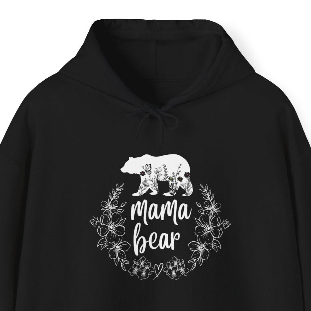 Hoodie - Mama Bear Floral Wreath Unisex Hooded Sweatshirt