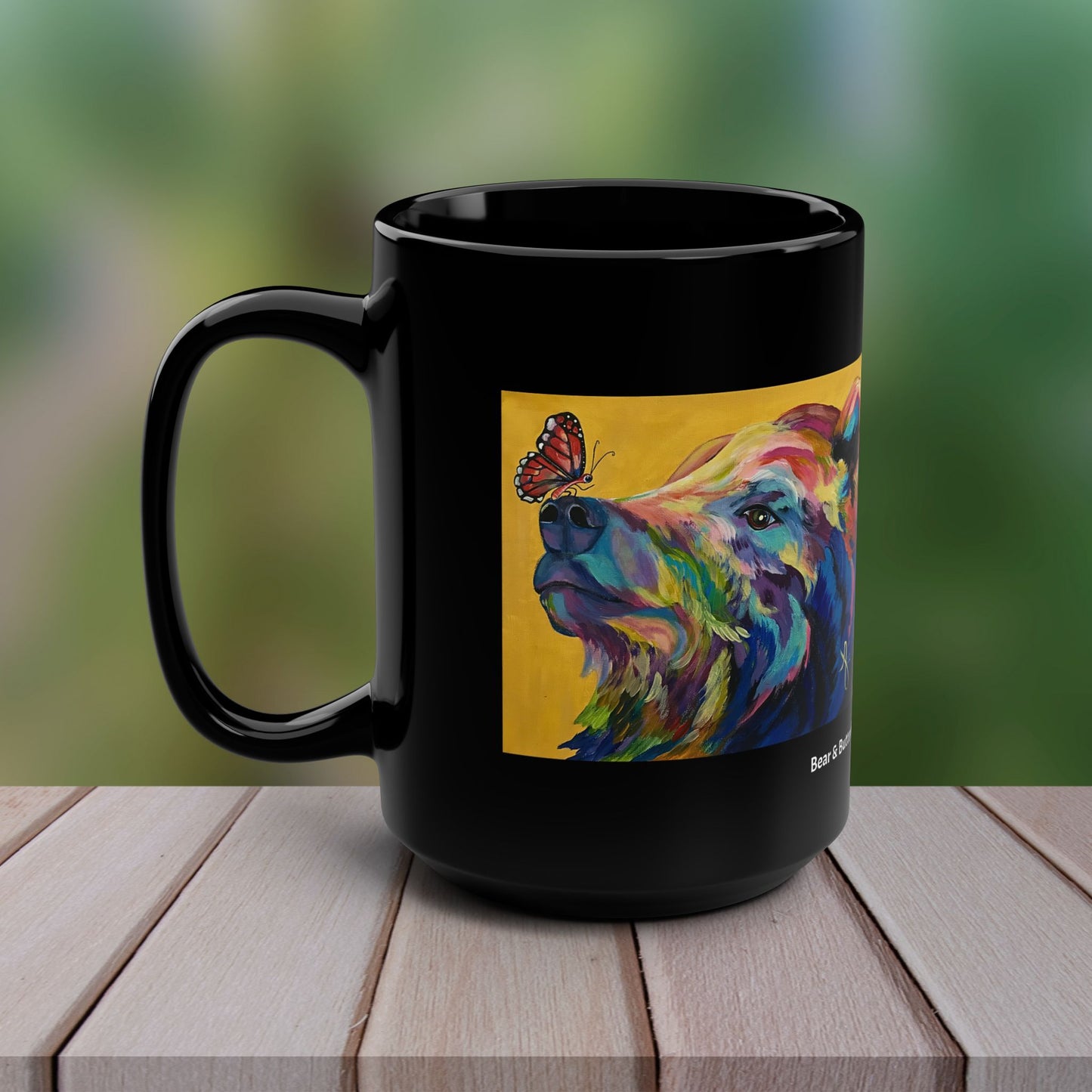 Bear Mug - Original Art, Bear and Butterfly from Mama Mosaic Artworks