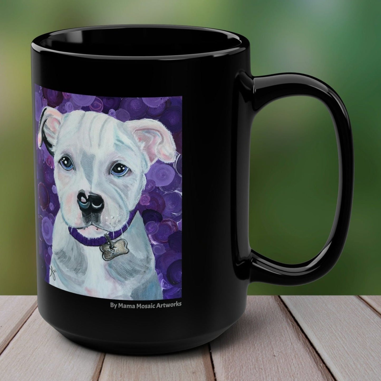 Pit Bull Mug - 15oz Glossy Ceramic - Portrait of a Pit Bull from Mama Mosaic Artworks