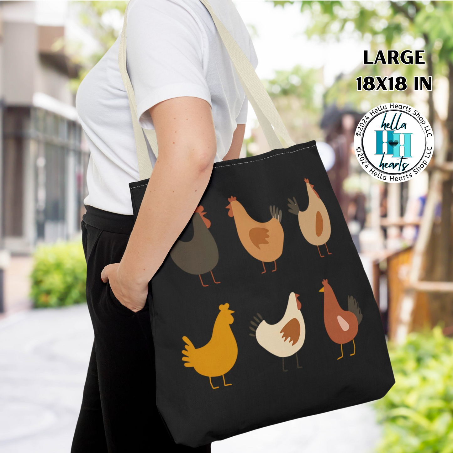 Chicken Tote Bag - Water Resistant Tote - 3 Sizes