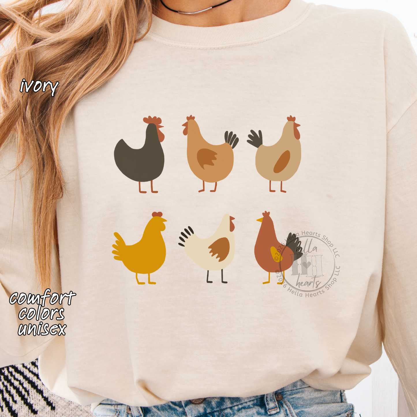 Simple Chickens Shirt, Comfort Colors Unisex