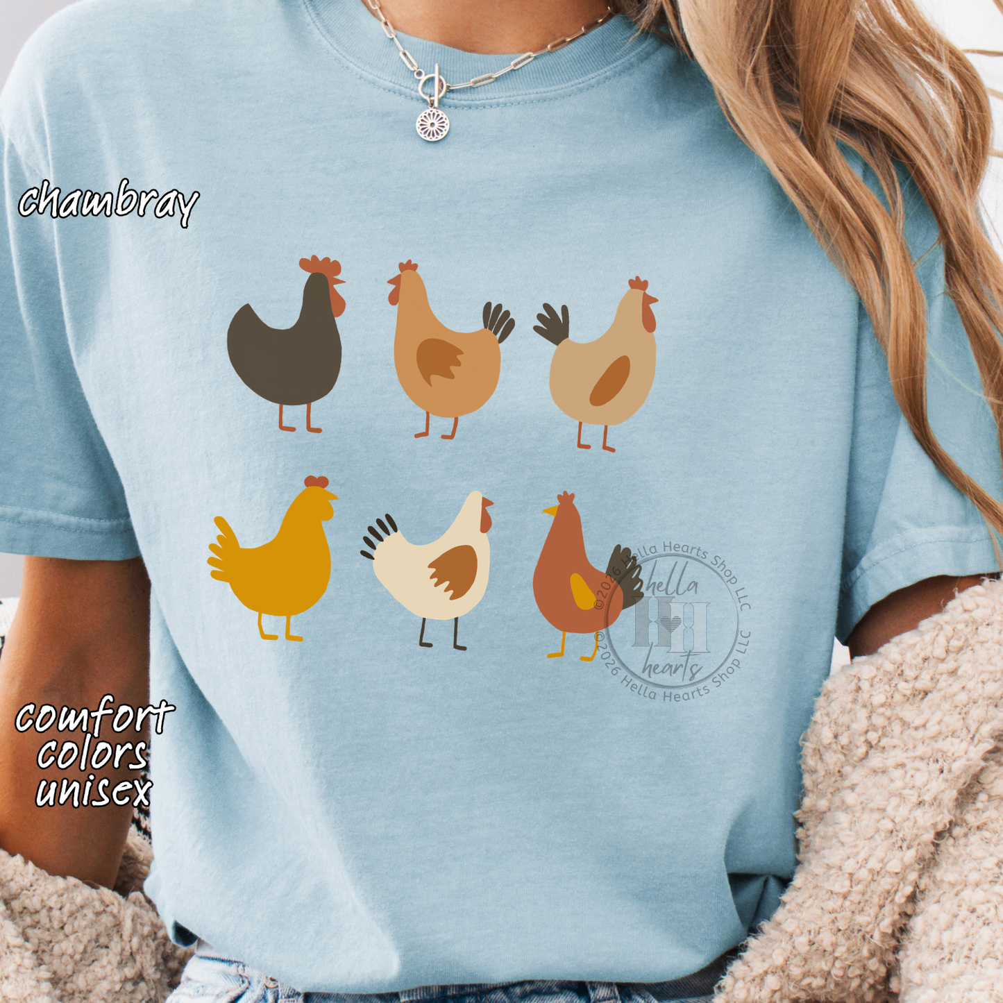 Simple Chickens Shirt, Comfort Colors Unisex