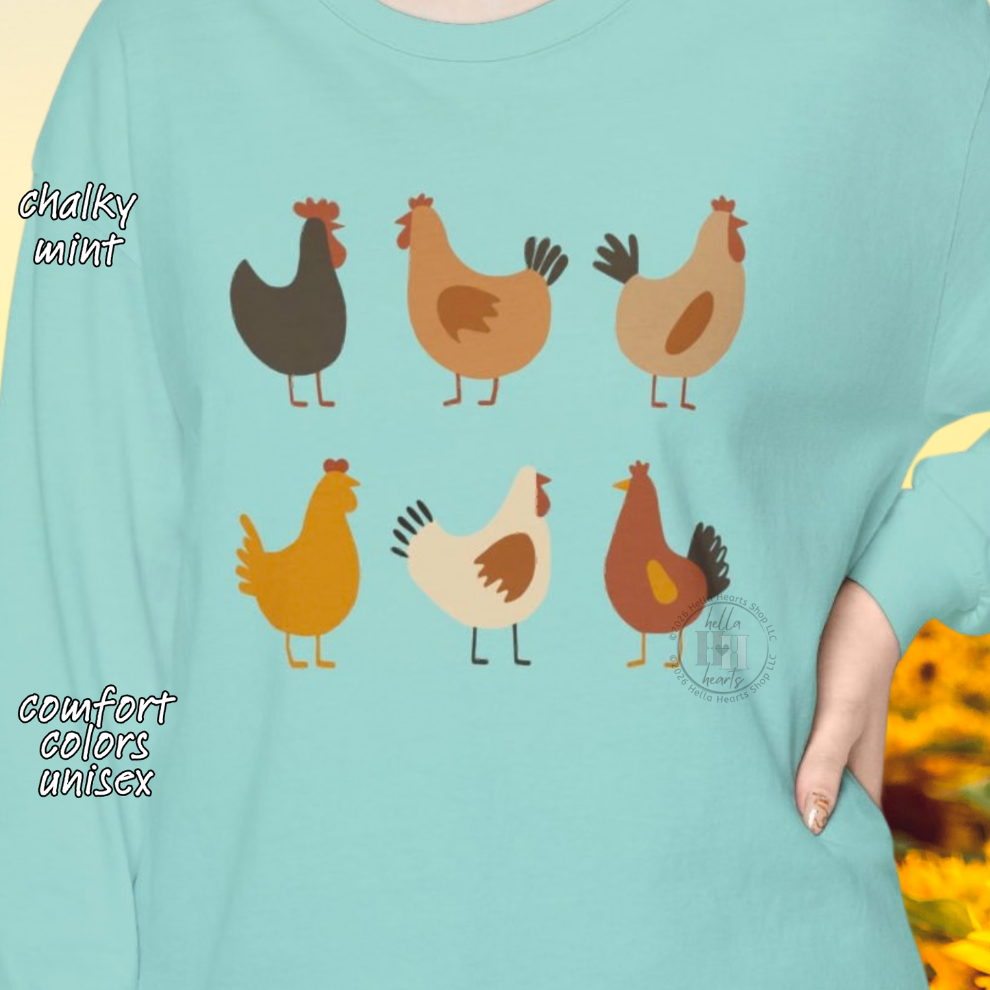 Simple Chickens Shirt, Comfort Colors Unisex