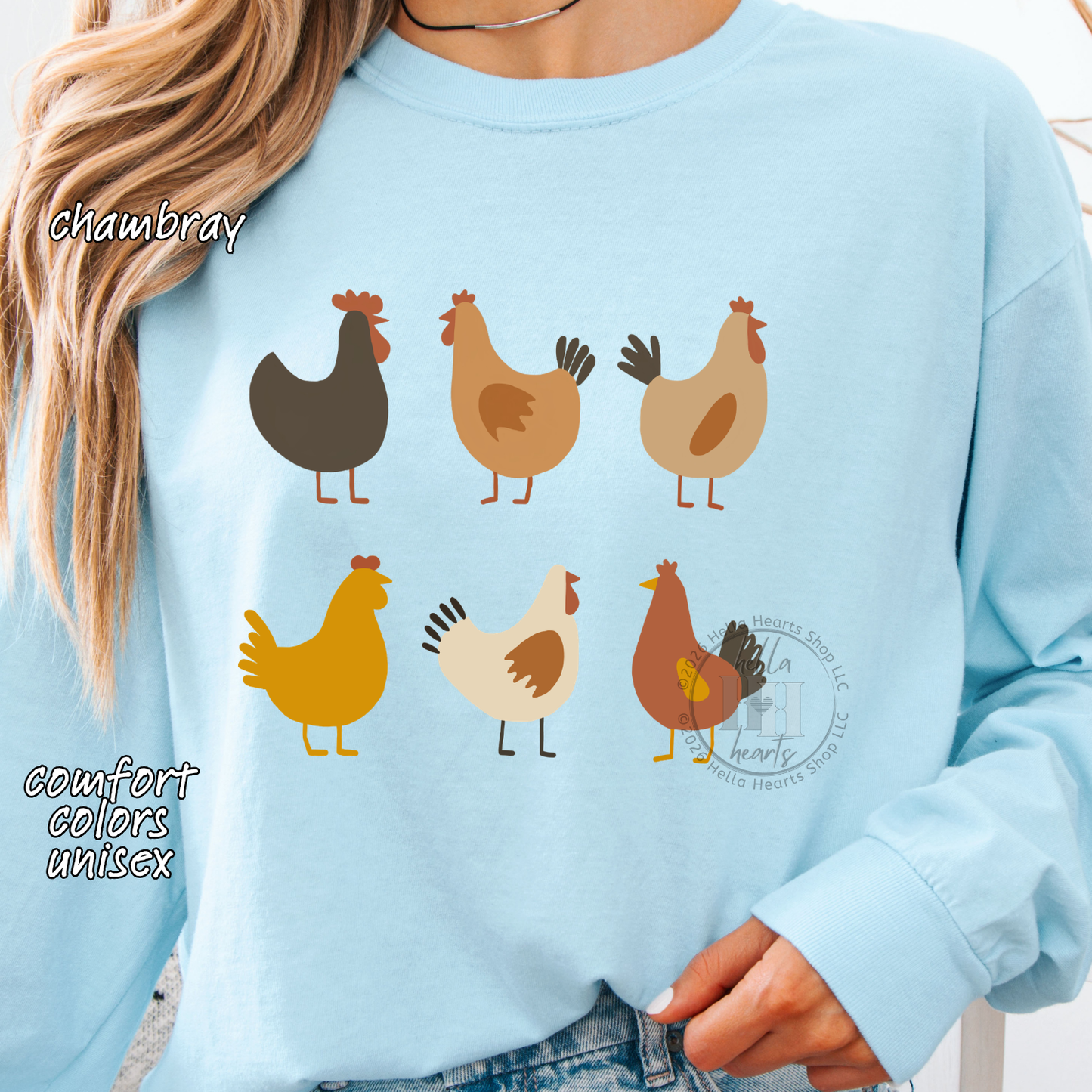 Simple Chickens Shirt, Comfort Colors Unisex