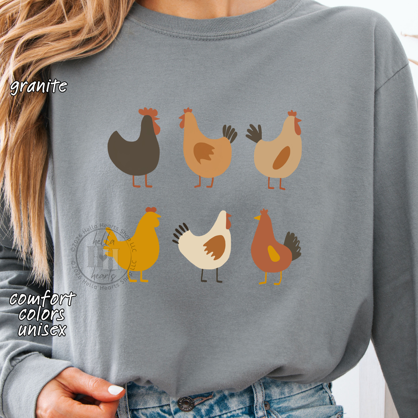 Simple Chickens Shirt, Comfort Colors Unisex