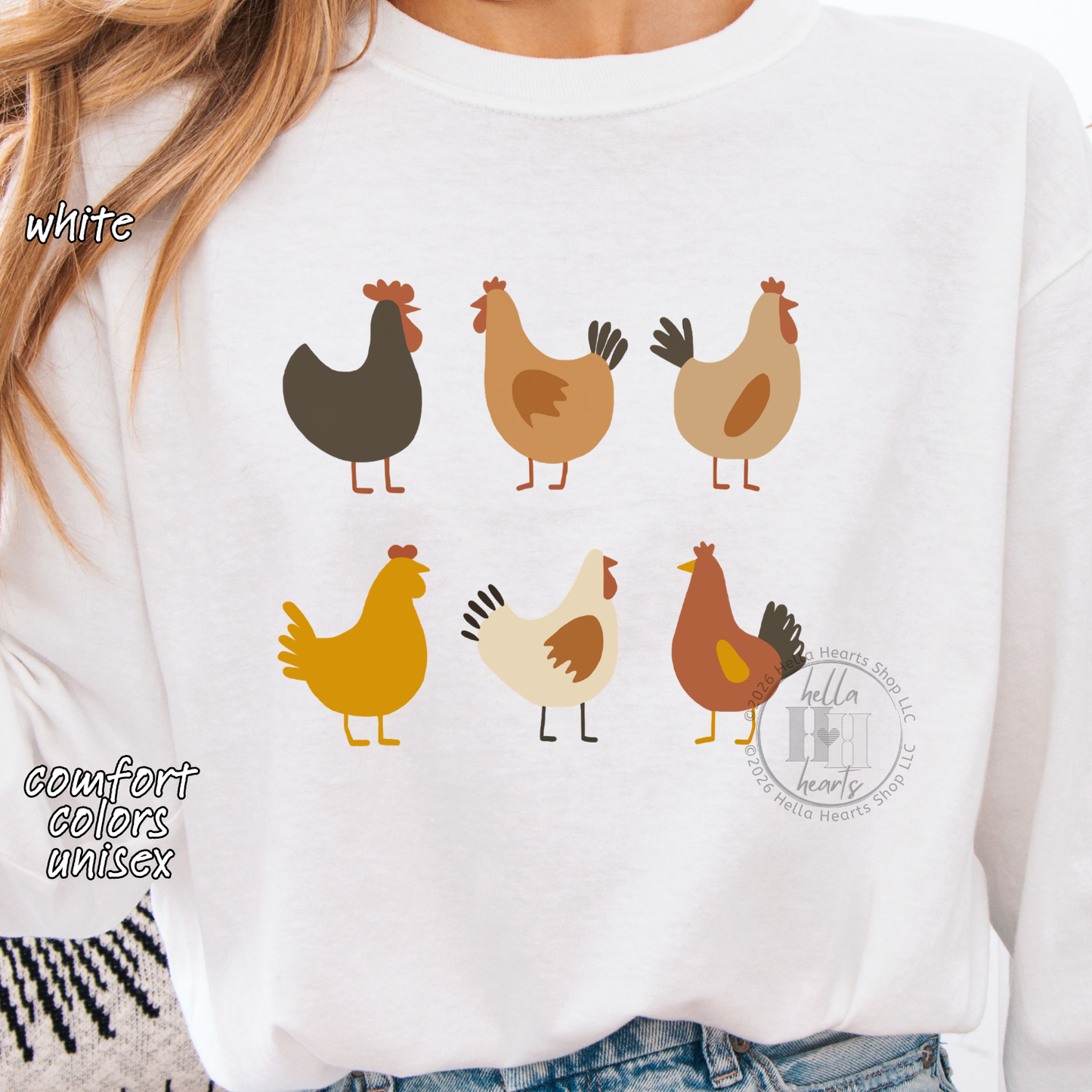 Simple Chickens Shirt, Comfort Colors Unisex