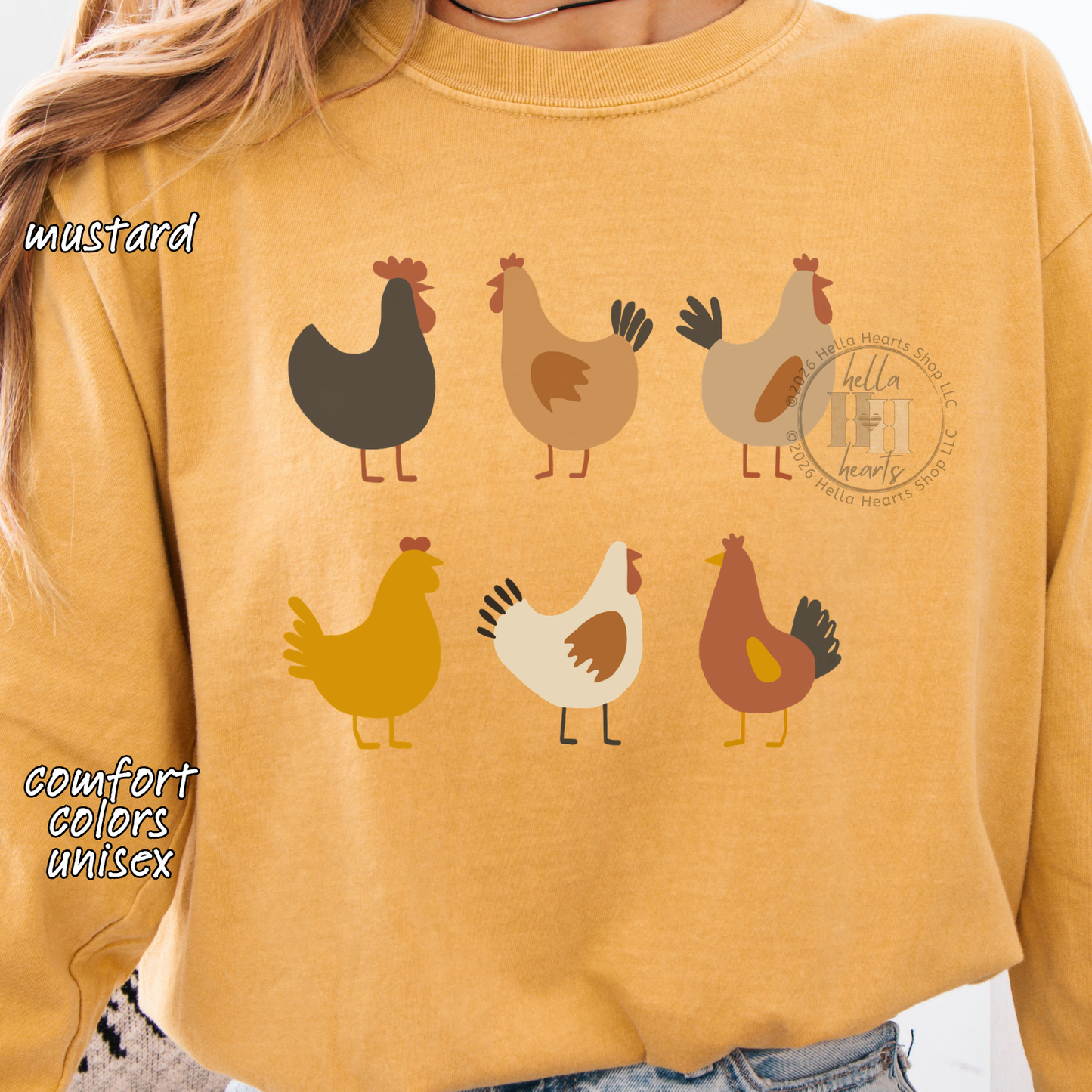 Simple Chickens Shirt, Comfort Colors Unisex