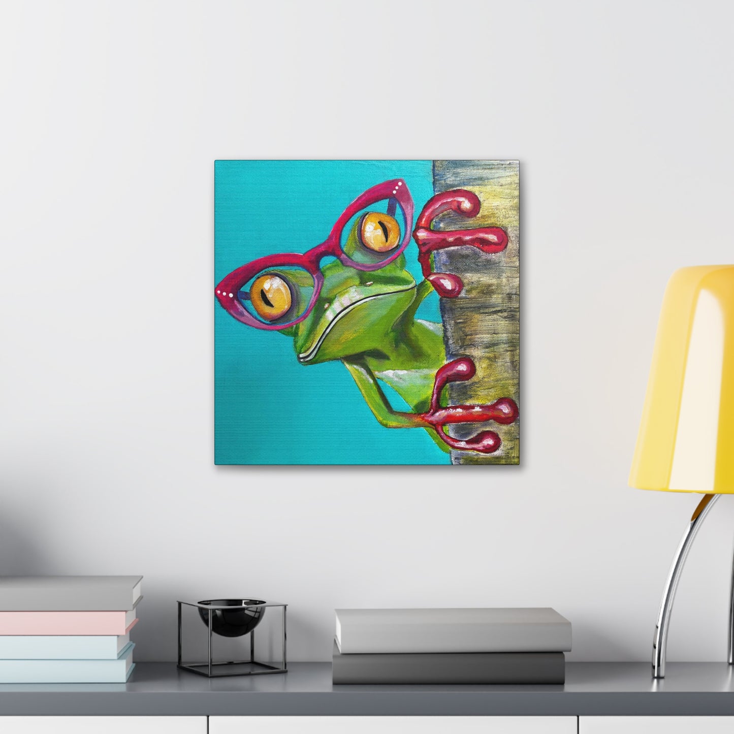 Fine Art Canvas - Read More Optical Frog from Mama Mosaic Artworks