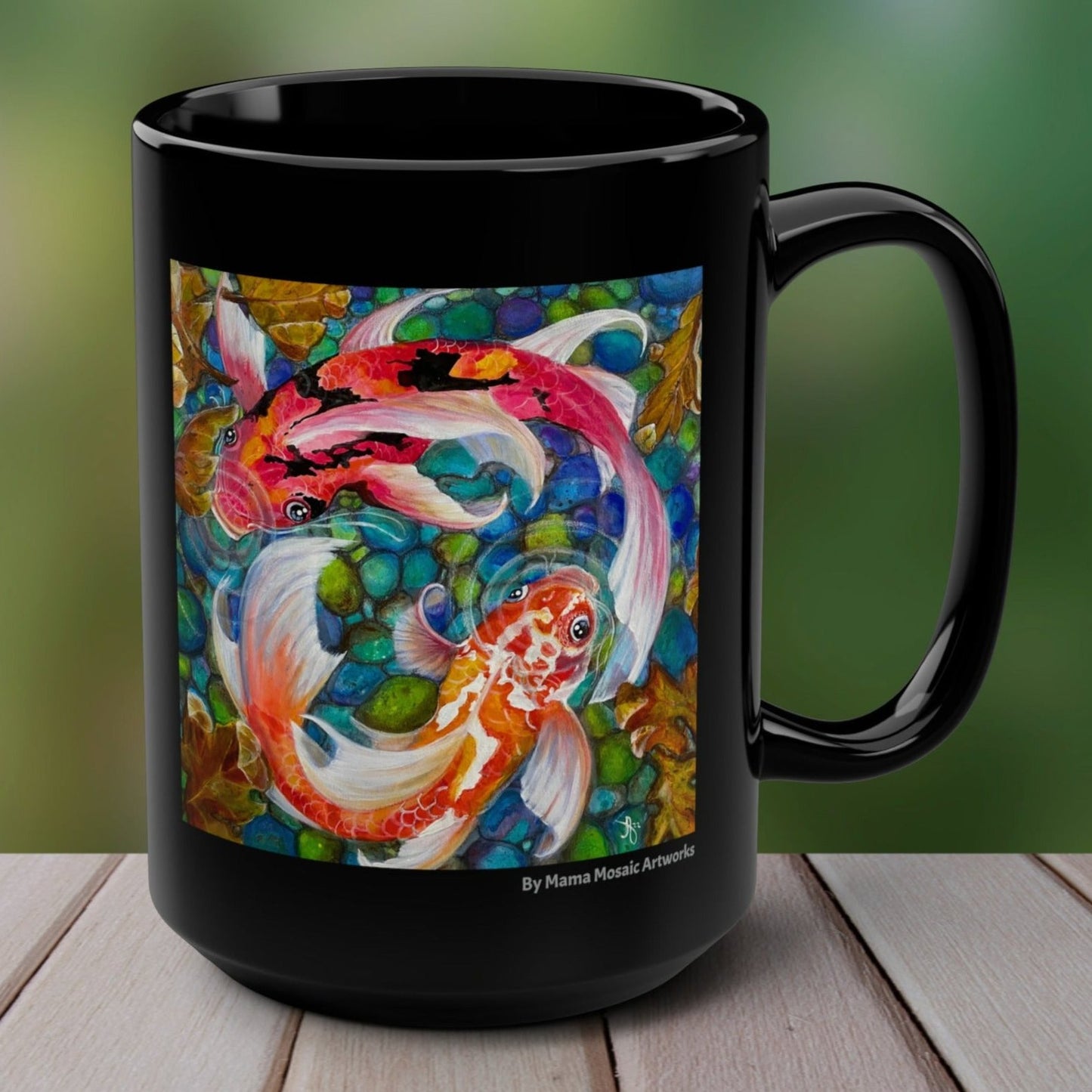 Koi Mug - 15oz Glossy Ceramic - Koi Pond from Mama Mosaic Artworks