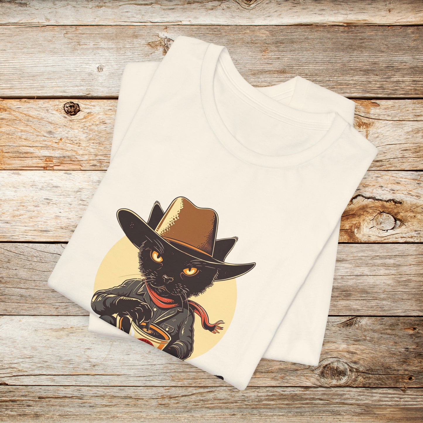 Cowboy Cat TShirt - Hombre Gato Black Cat Unisex Crew