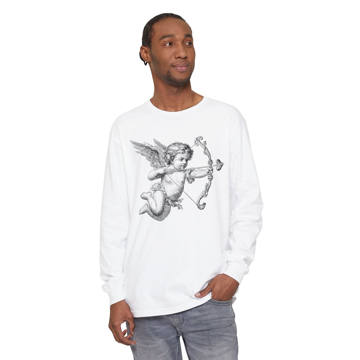 Cupid Cherub Valentine Long Sleeve Shirt CC 6014 | Vintage Baroque Aesthetic, Unisex Crew
