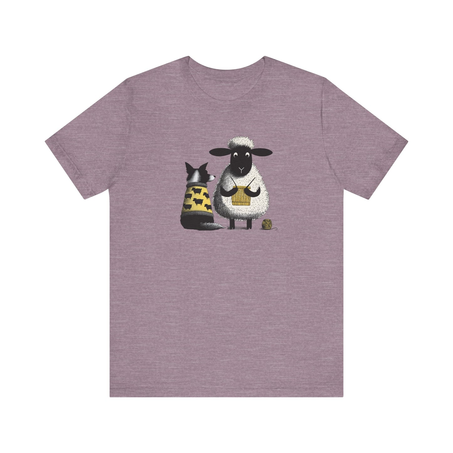 Border Collie and Sheep Friends Shirt: Sheep Knitting Hobby, Unisex Crew Tee