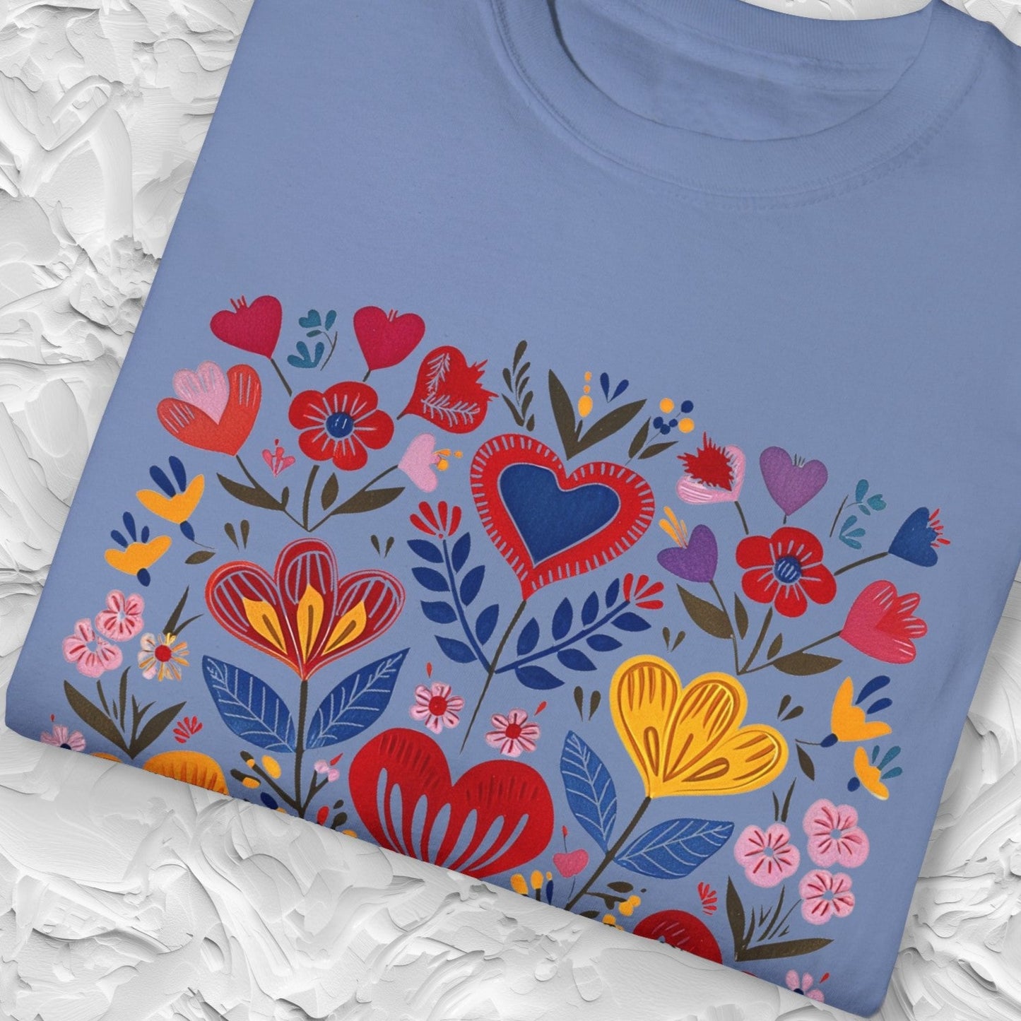 Heart Flowers Shirt - Cottagecore Comfort Colors Unisex Crew