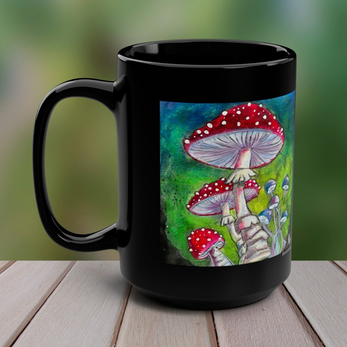 Shrooms Mug - 15oz Glossy Ceramic - Shroomtasia from Mama Mosaic Artworks