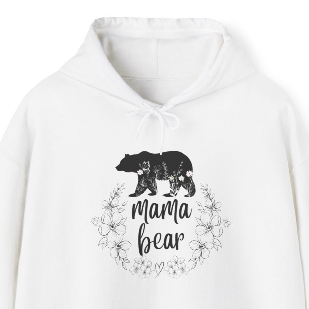 Hoodie - Mama Bear Floral Wreath Unisex Hooded Sweatshirt