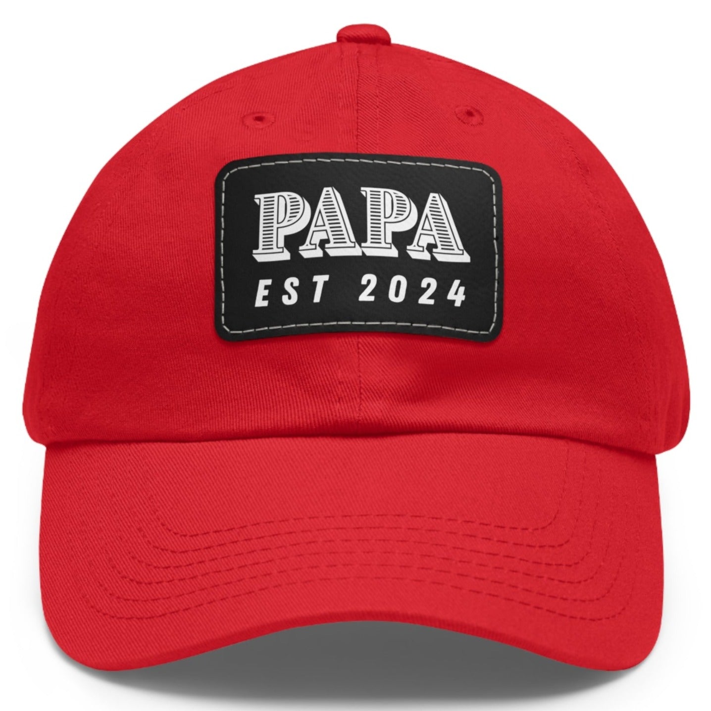 Papa Est 2024 Ball Cap with Faux Leather Patch - Adjustable